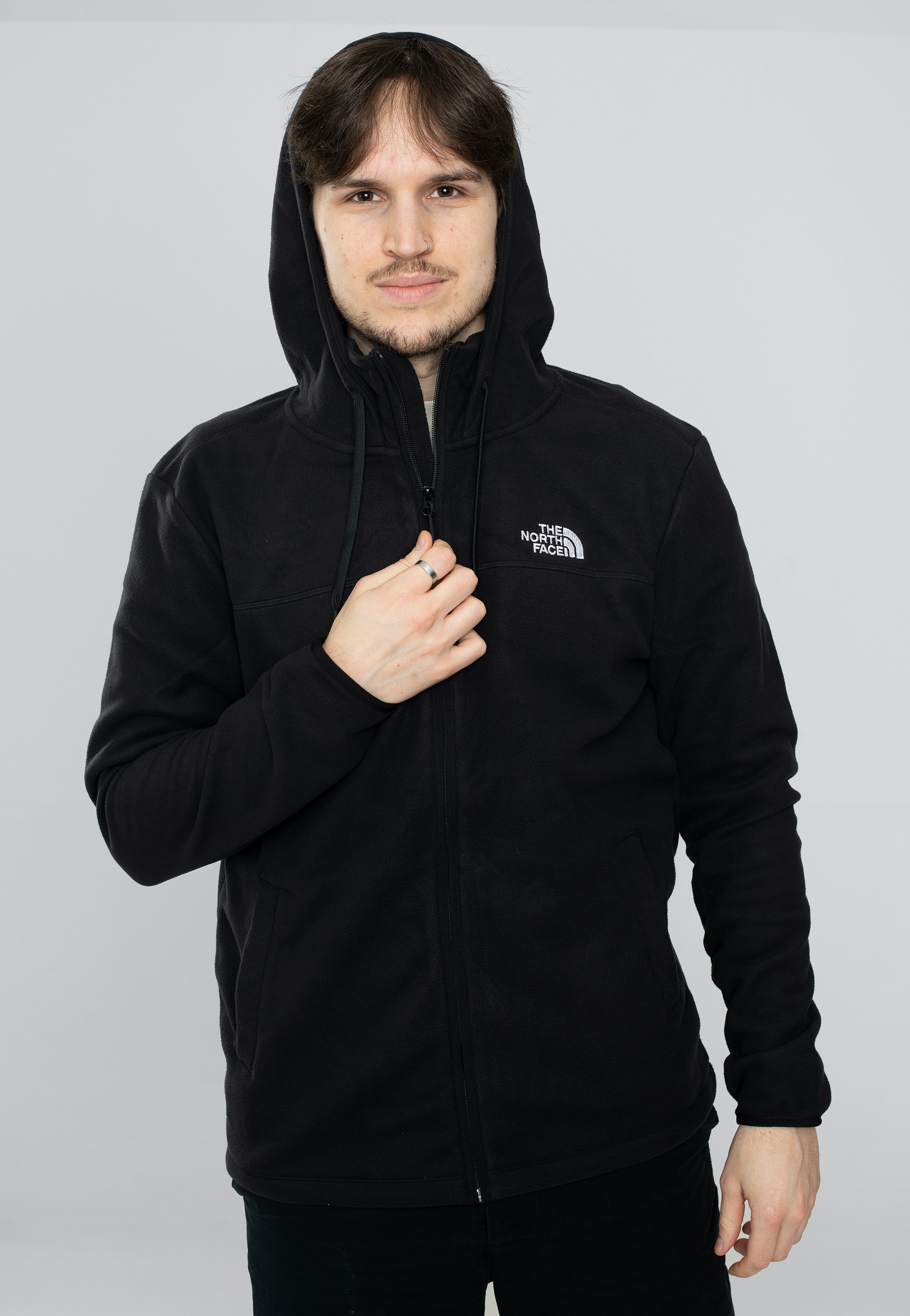 North face black fleece full zip sale