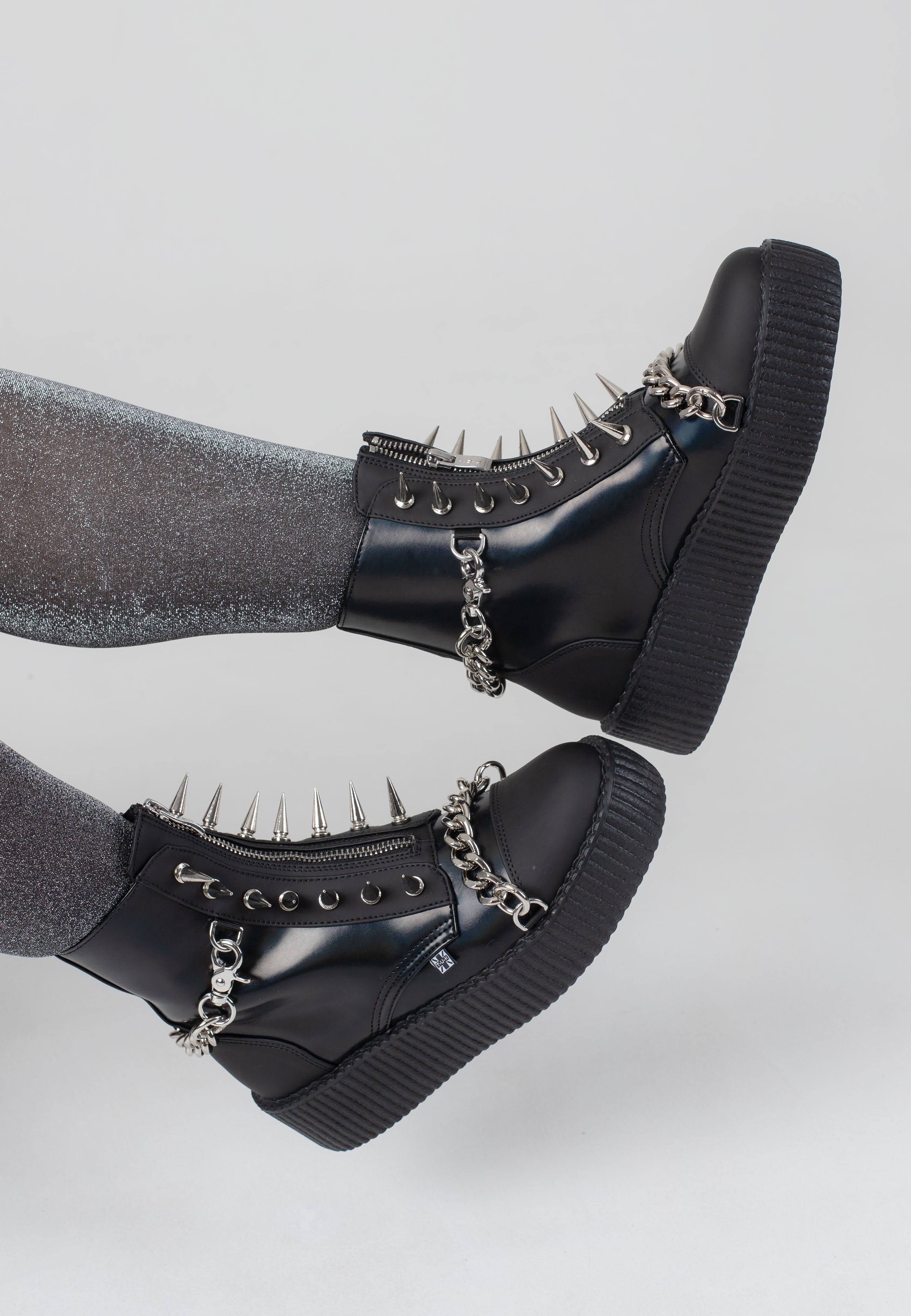 T.U.K. - Viva High Sole Black Spike N Chain - Girl Shoes | Nuclear 