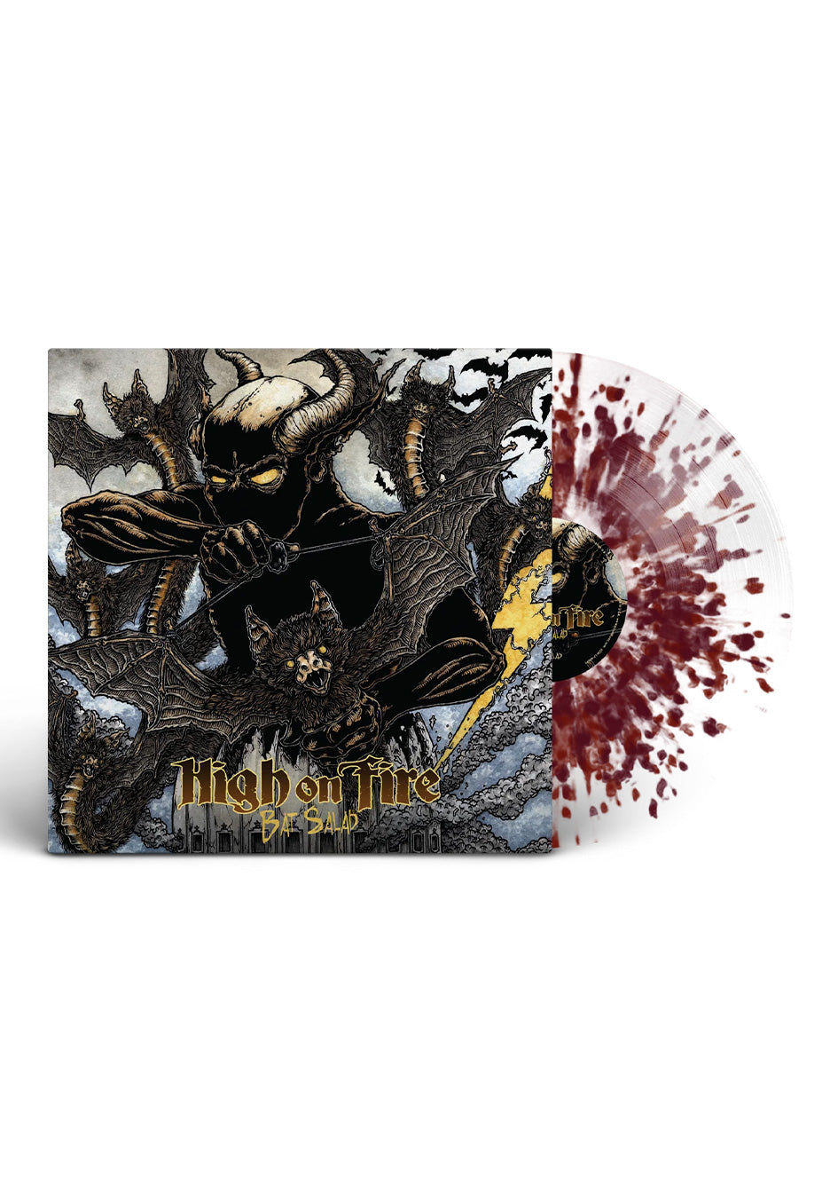 High On Fire - Bat Salad Clear Base & Grape/Ruby - Splattered Vinyl | Neutral-Image