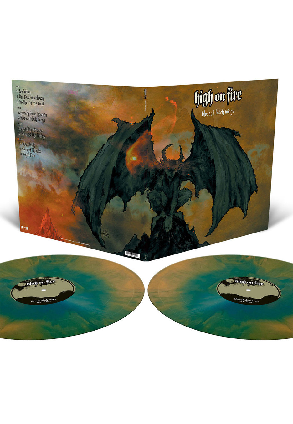 High On Fire - Blessed Black Wings Aqua Blue/Halloween Orange Galaxy - Colored 2 Vinyl | Neutral-Image