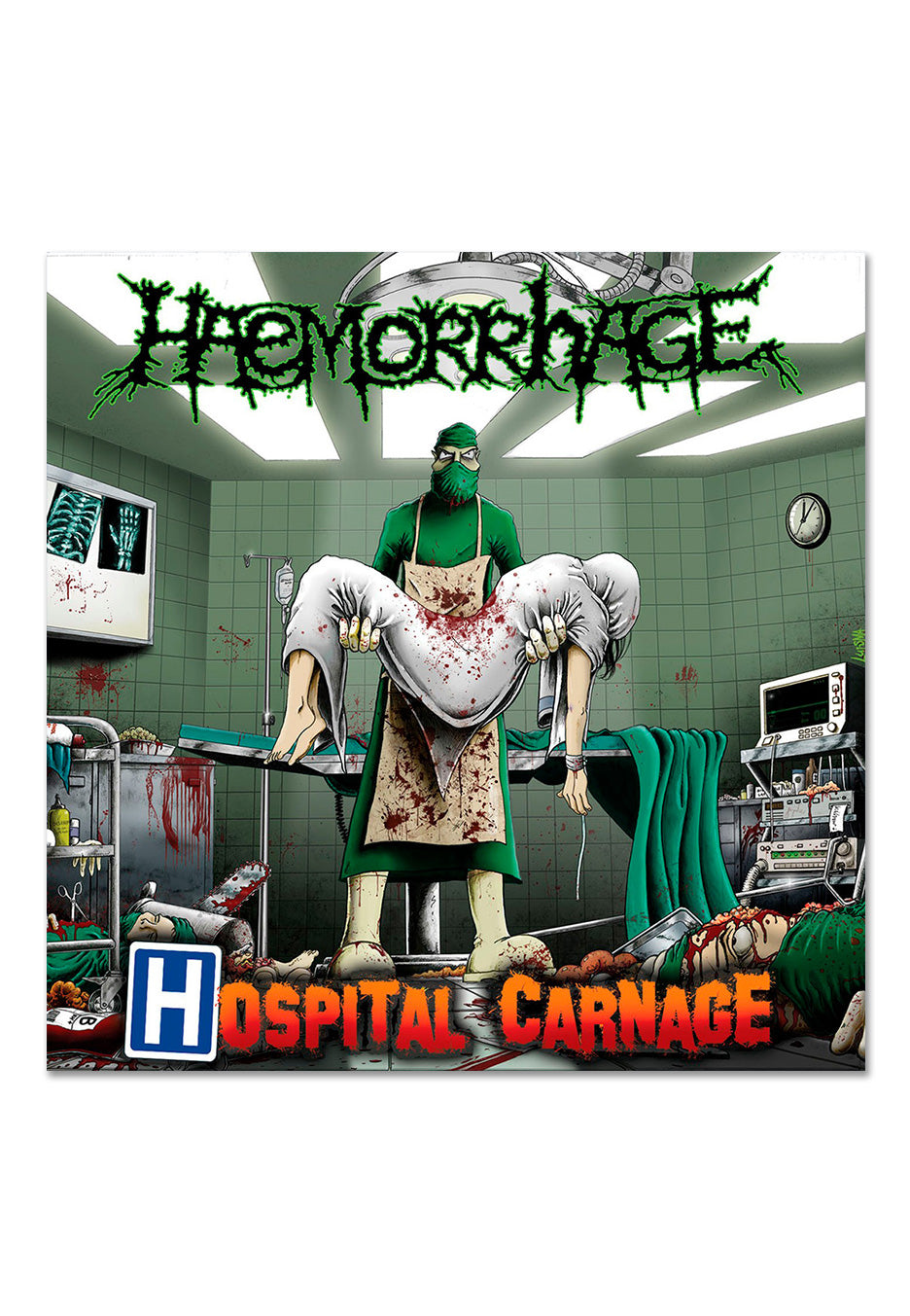 Haemorrhage - Hospital Carnage Ltd. Kelly Green w/ Black/Bone White/Red - Splattered Vinyl | Neutral-Image