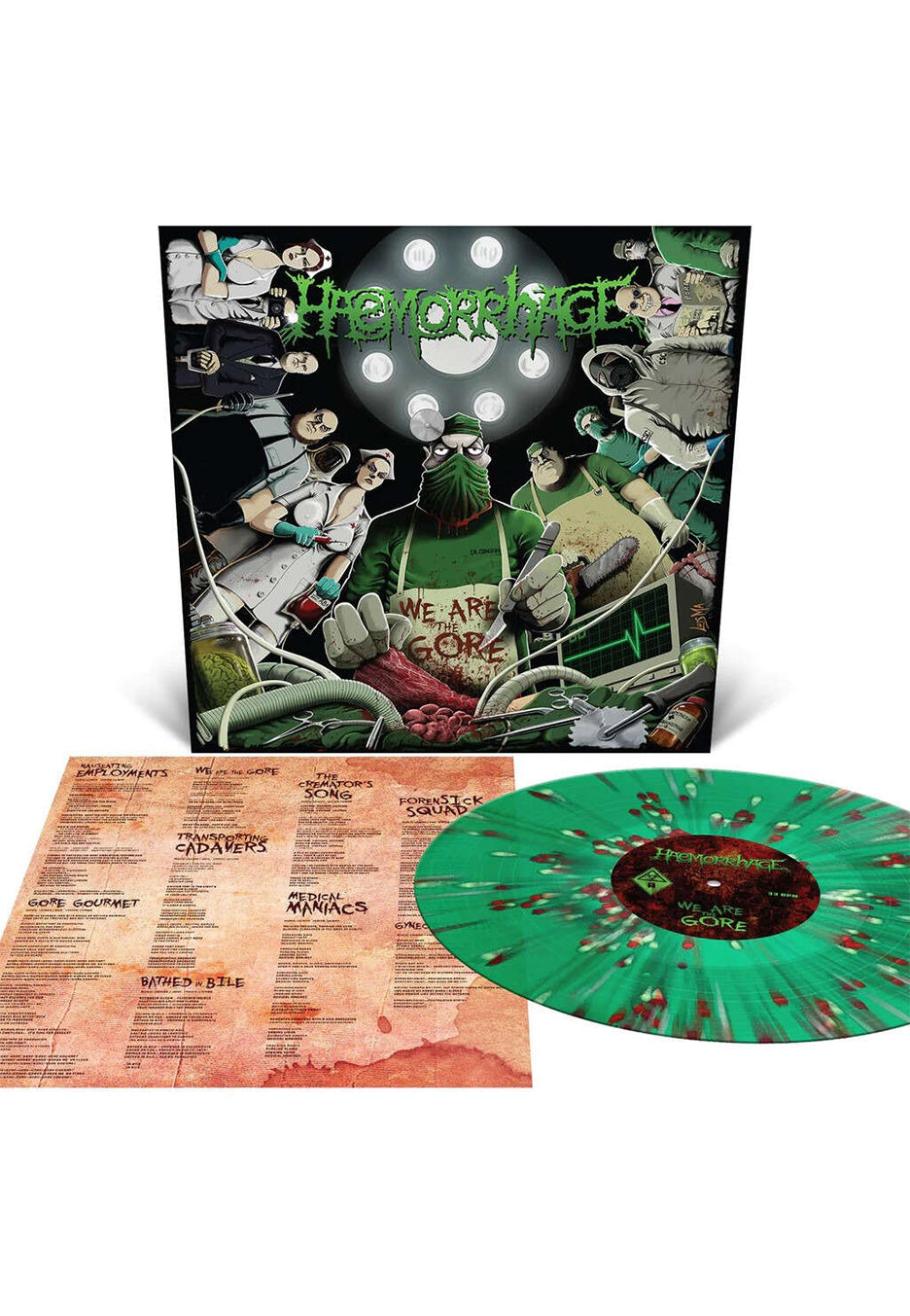 Haemorrhage - We Are The Gore Ltd. Kelly Green w/ Blood Red/Bone White/Red - Splattered Vinyl | Neutral-Image