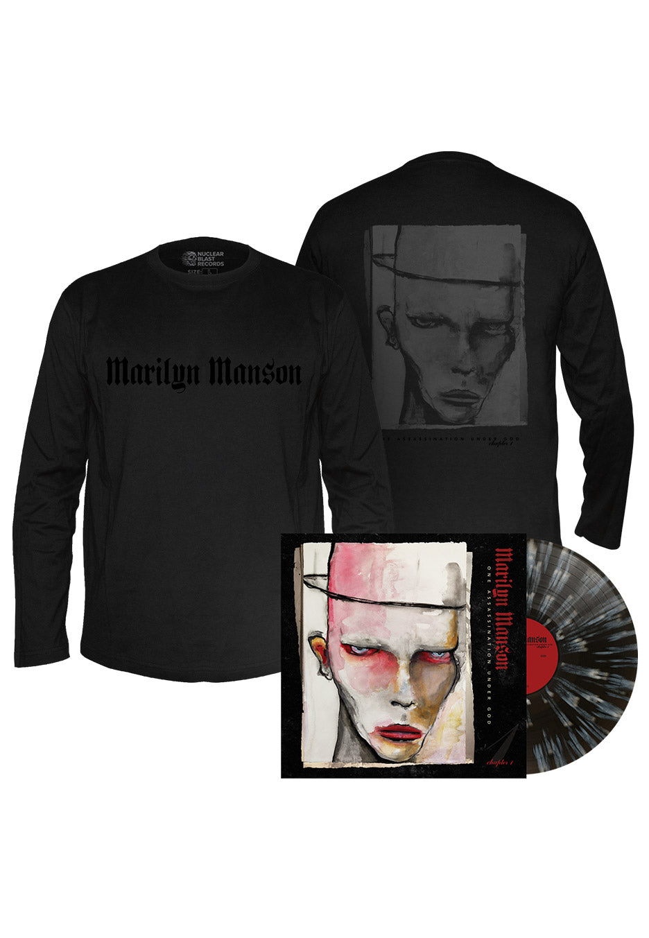 Marilyn Manson - One Assassination Under God - Chapter 1 Ltd. Black Ice + White Splatter - Colored Vinyl + Longsleeve Bundle