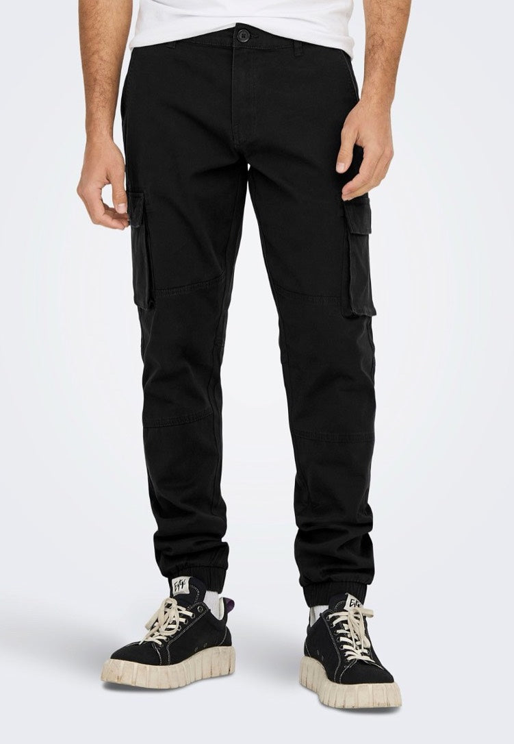 Only & Sons - Cam Stage Cargo Cuff Black - Pants | Men-Image