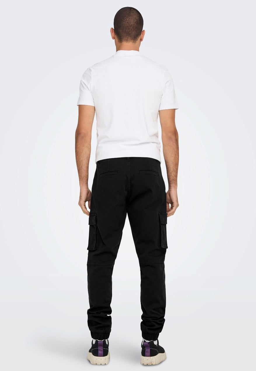 Only & Sons - Cam Stage Cargo Cuff Black - Pants | Men-Image