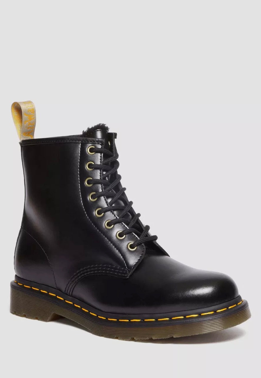 Dr. Martens - Vegan 1460 Black Norfolk Flat & Black Borg Fleece - Shoes | Neutral-Image