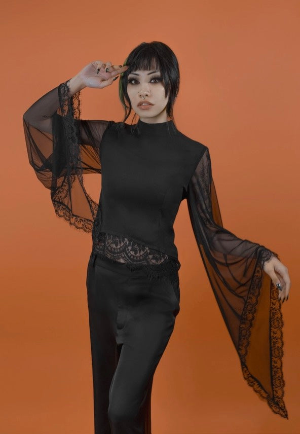 Lively Ghosts - Dauphine Bell Sleeve Black - Top | Women-Image