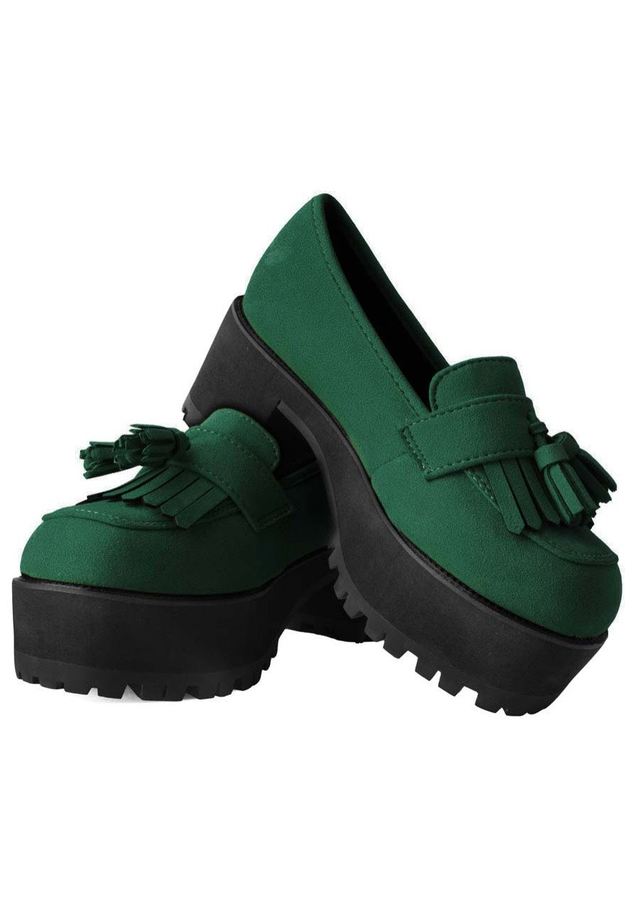 T.U.K. - Tassel Loafer Cedar Green Suede - Heels | Women-Image