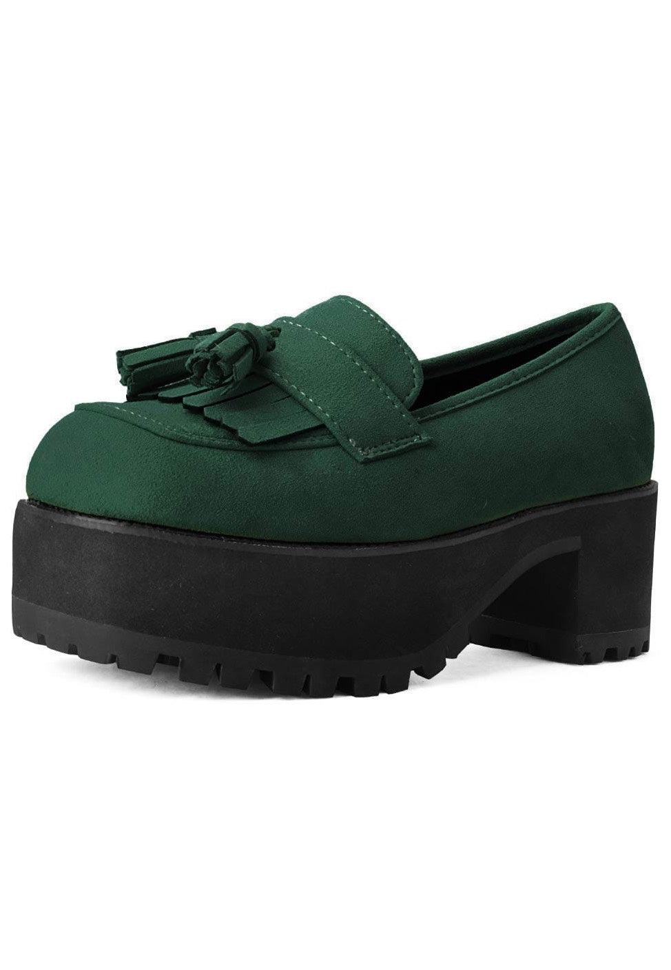 T.U.K. - Tassel Loafer Cedar Green Suede - Heels | Women-Image