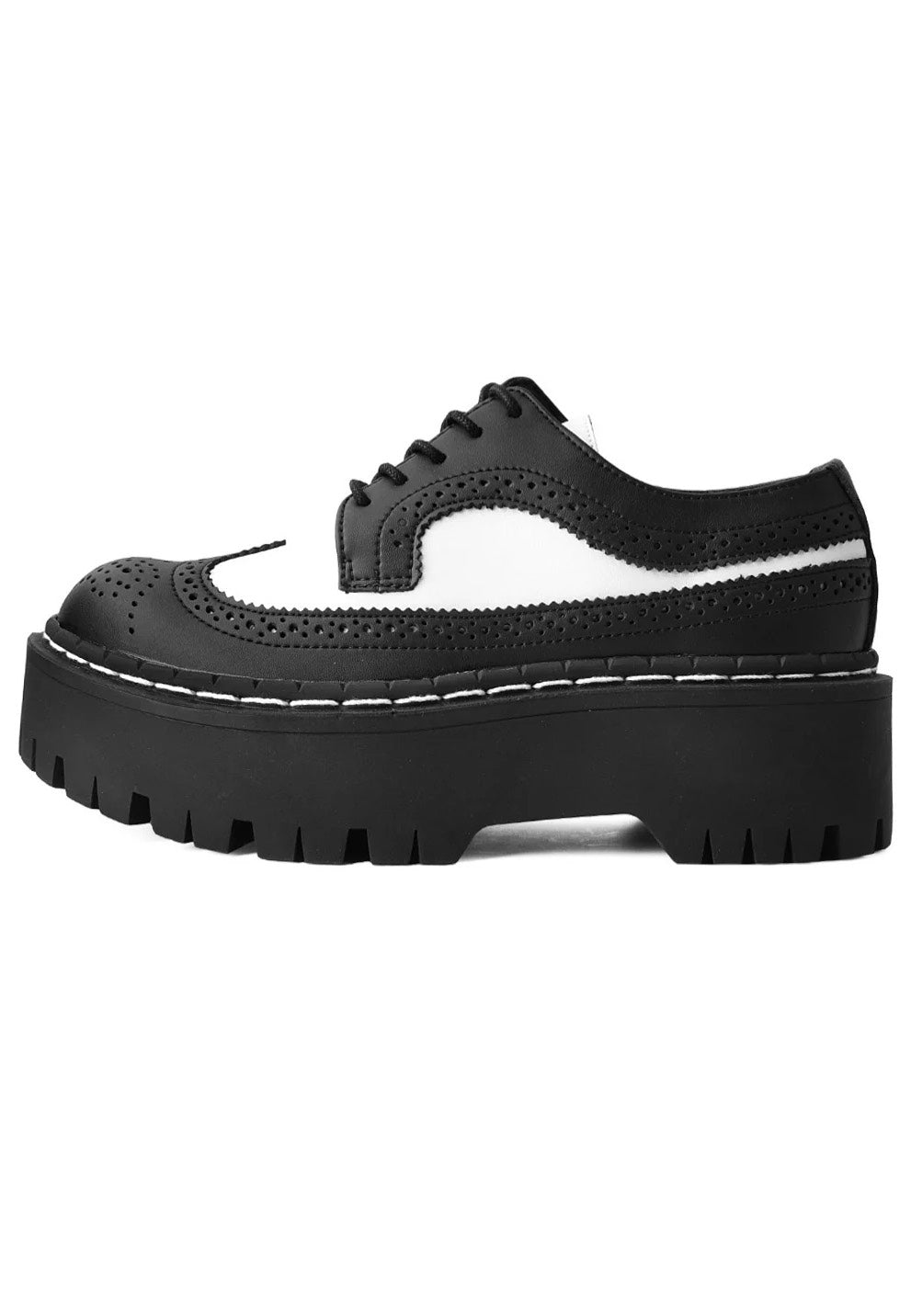 T.U.K. - Double Decker Brogue Lace Up Black/White - Girl Shoes | Women-Image