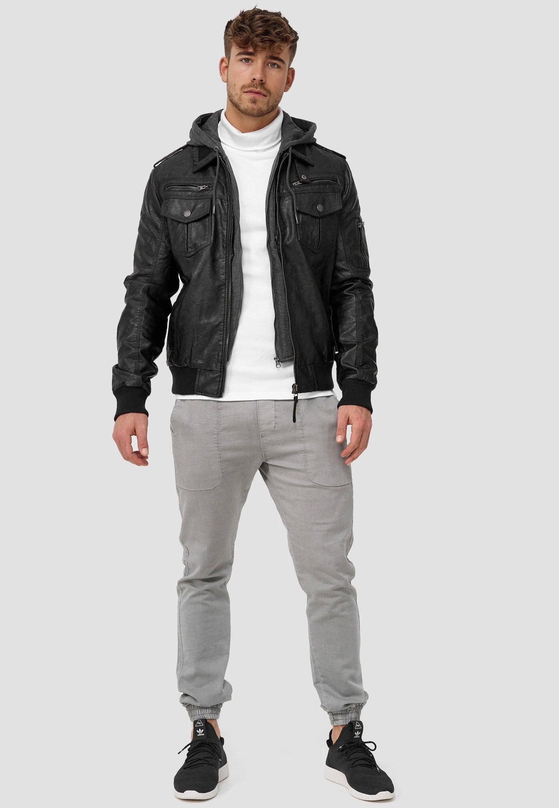 Indicode - Aaron Black - Leather Jacket | Men-Image