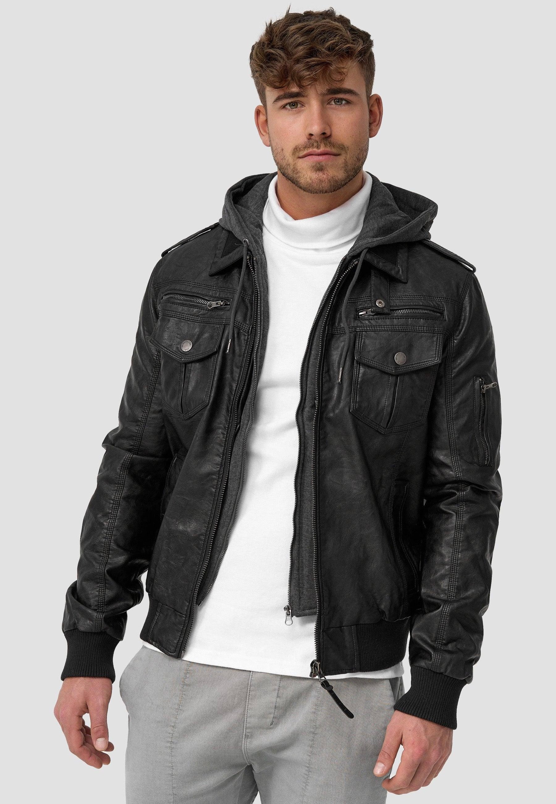 Indicode - Aaron Black - Leather Jacket | Men-Image