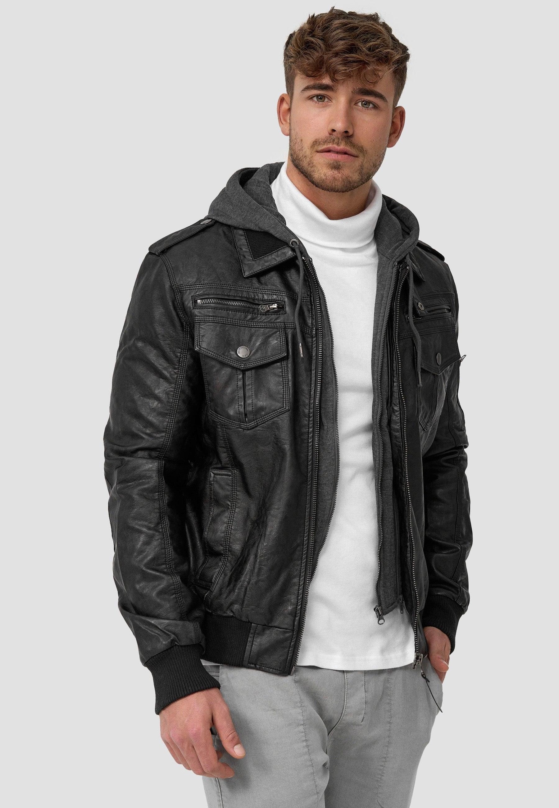 Indicode - Aaron Black - Leather Jacket | Men-Image