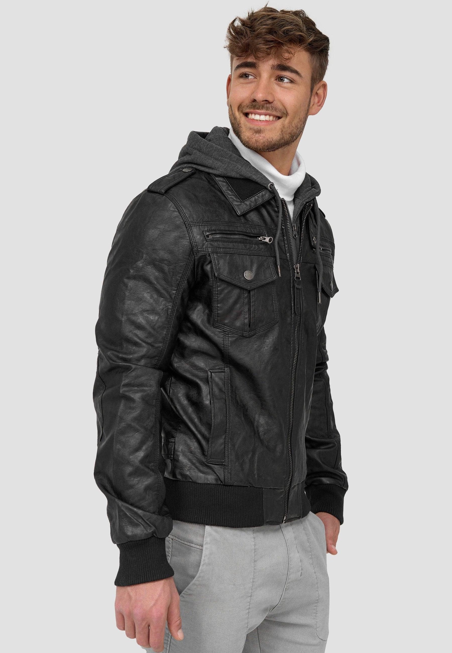 Indicode - Aaron Black - Leather Jacket | Men-Image