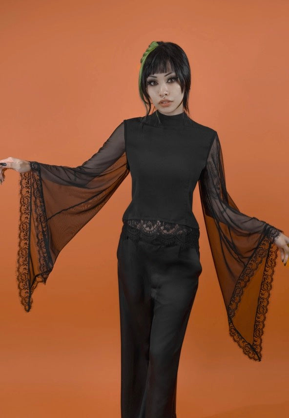 Lively Ghosts - Dauphine Bell Sleeve Black - Top | Women-Image