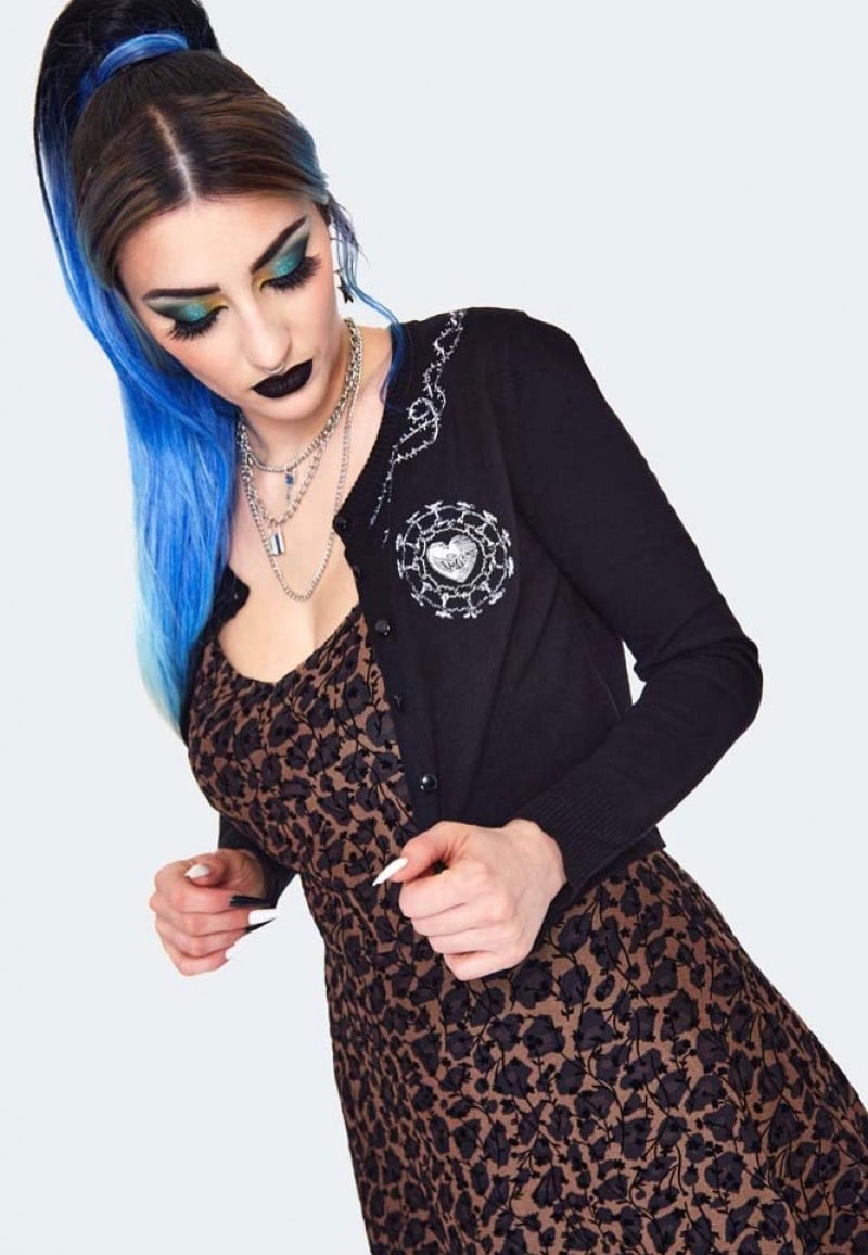 Jawbreaker - Alchemic Heart Embroidered Black - Cardigan | Women-Image