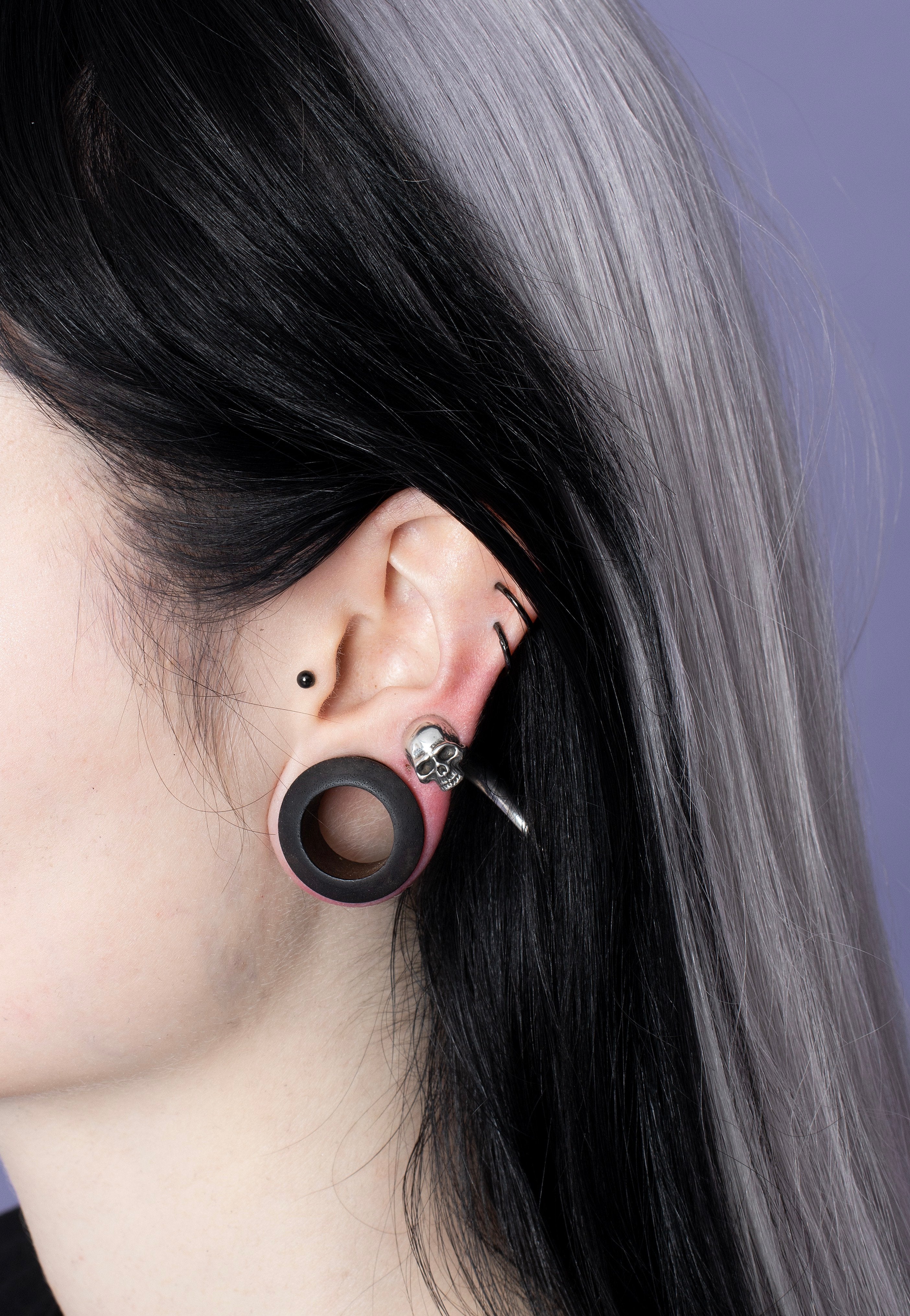 Alchemy England - Tomb Skull Horn Silver - Earring