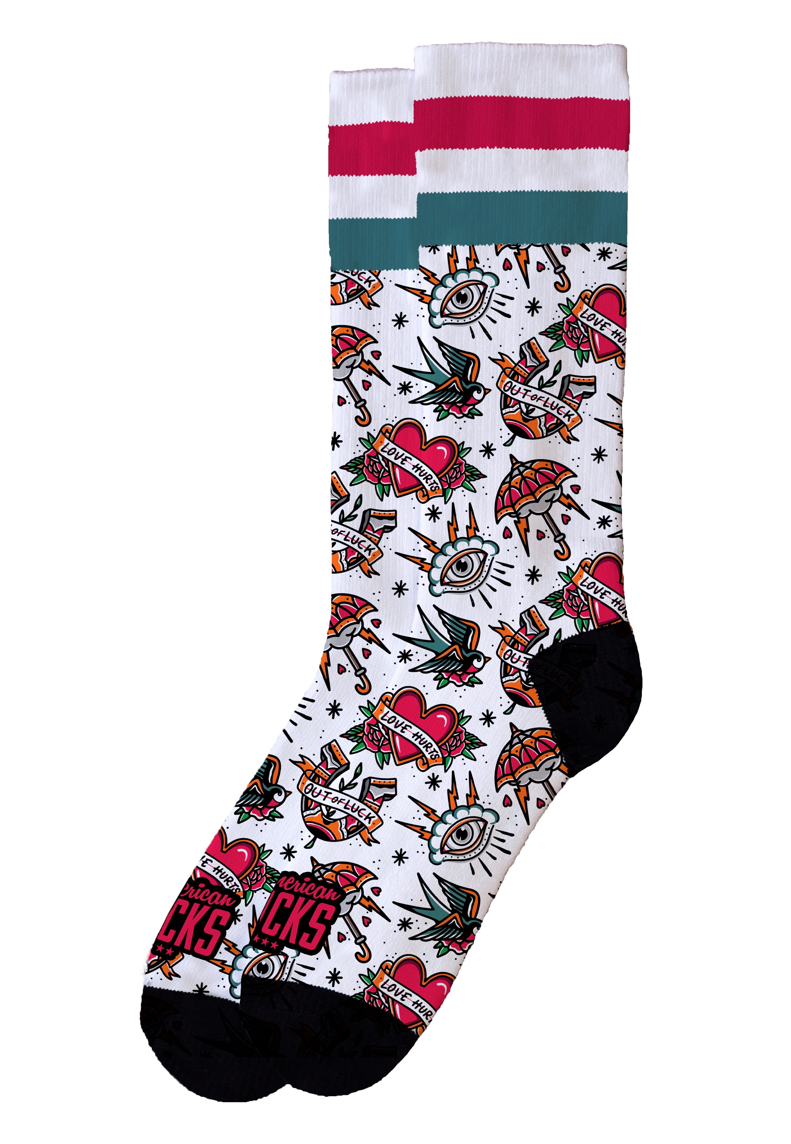 American Socks - Love Hurts Mid High White - Socks