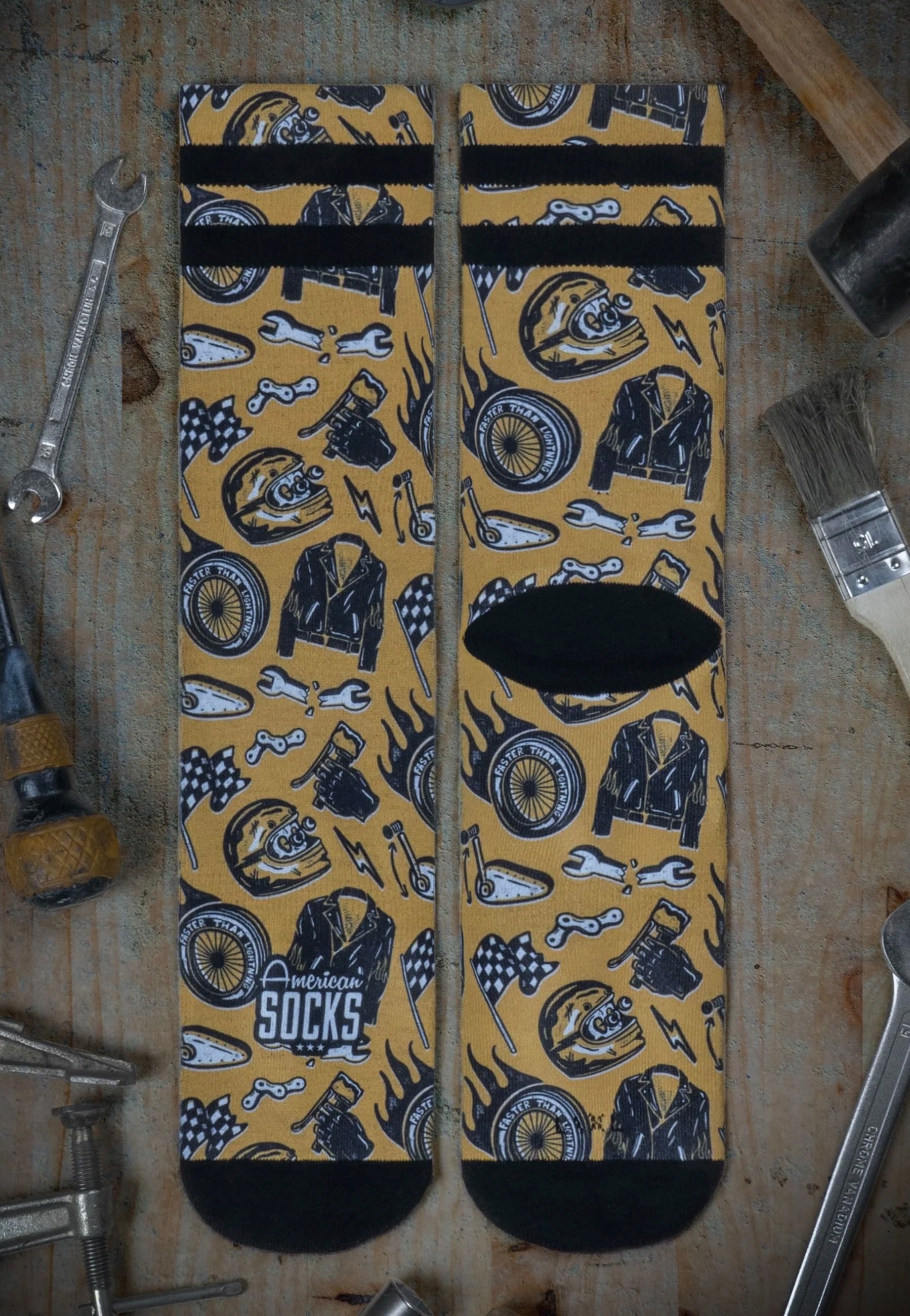 American Socks - Cafe Racer Mid High Yellow - Socks | Neutral-Image