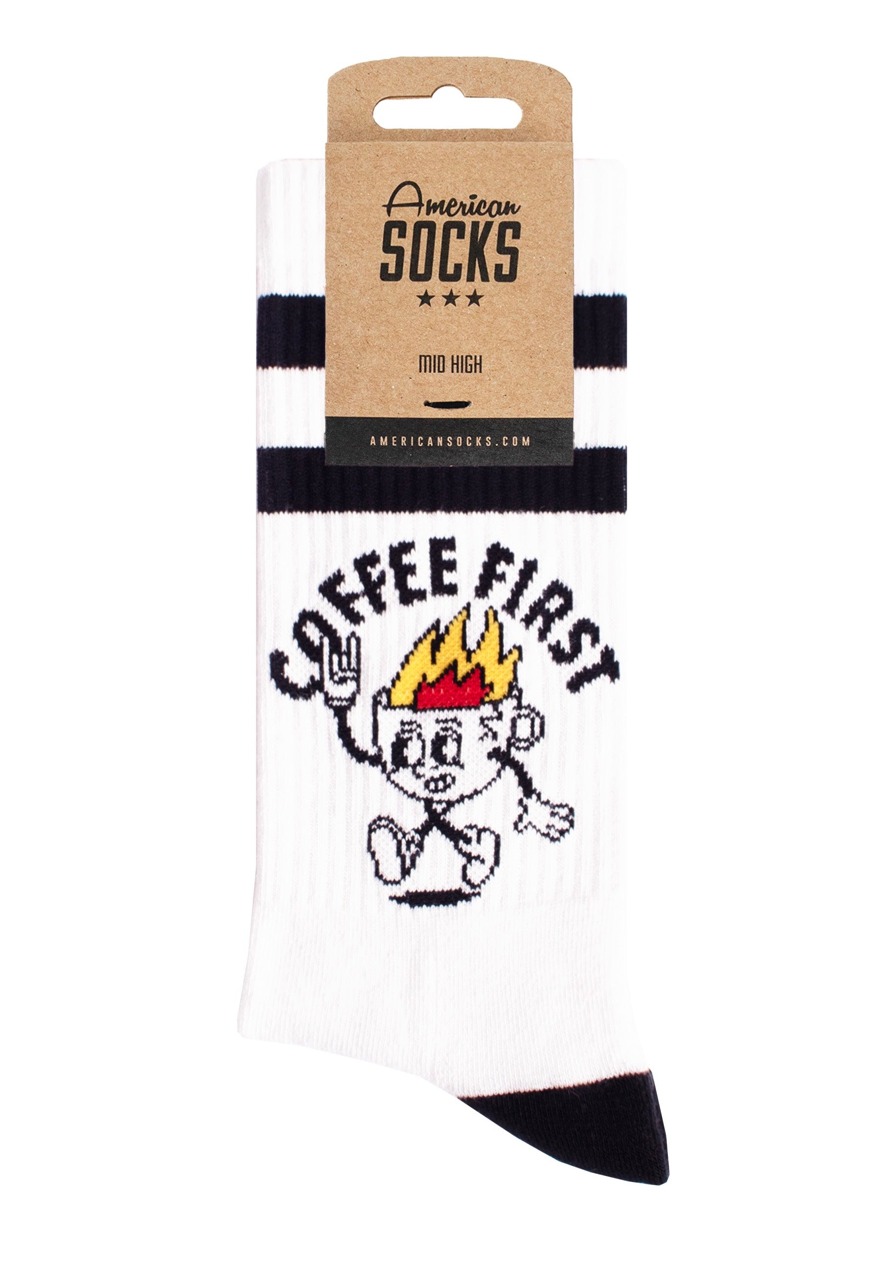 American Socks - Coffee First Mid High White - Socks | Neutral-Image