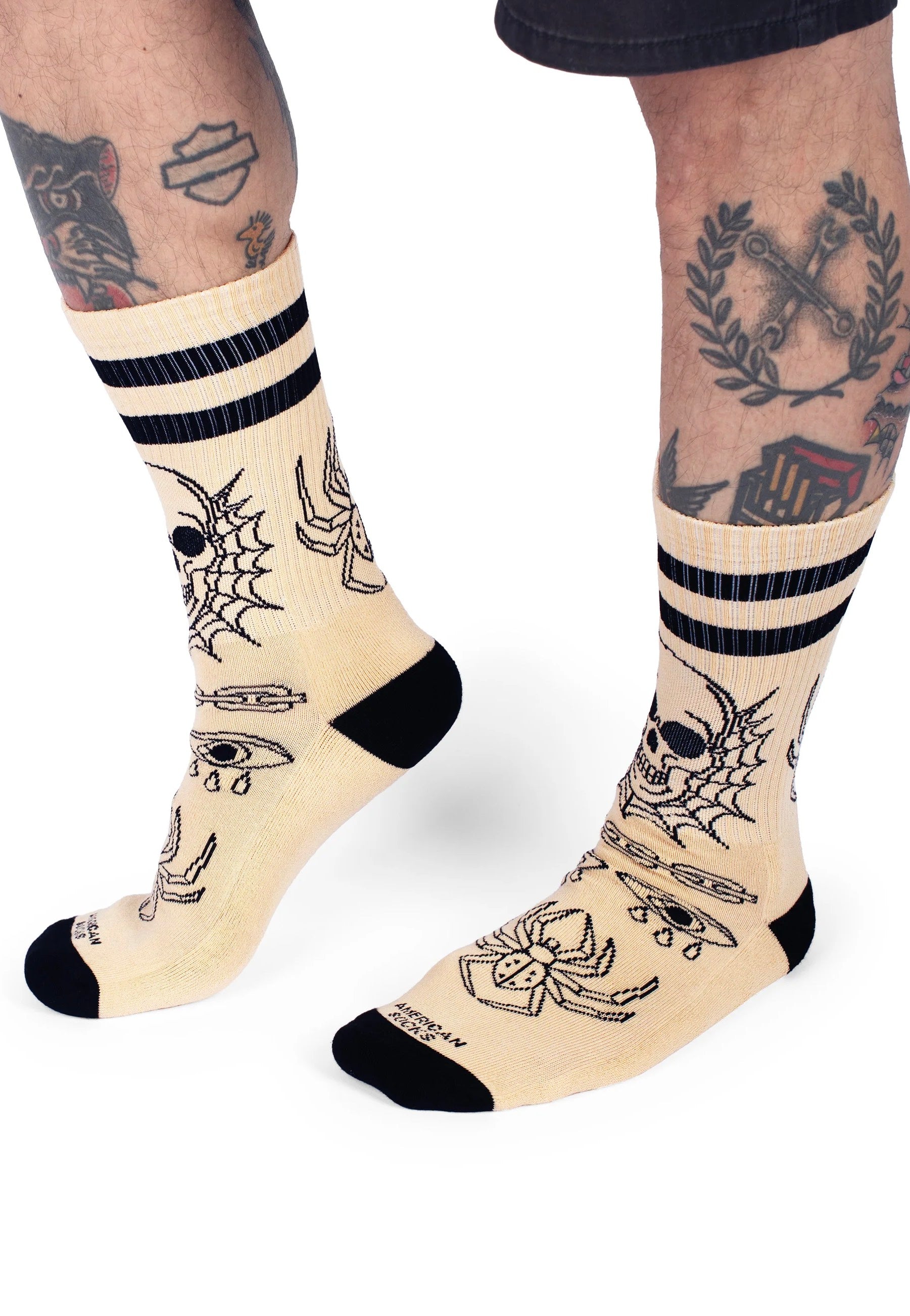 American Socks - Spider's Lair Mid High Beige - Socks | Neutral-Image