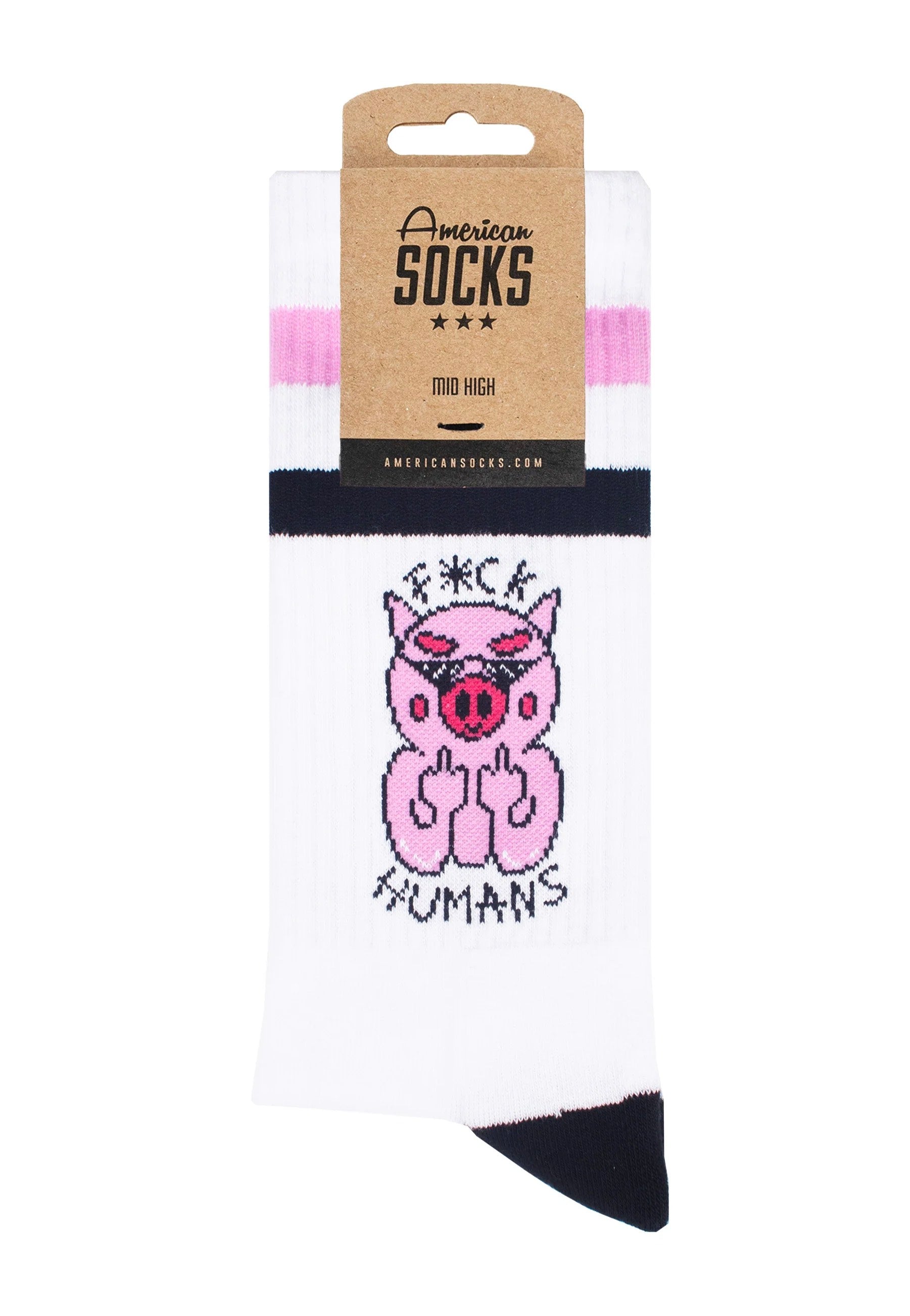 American Socks - F*ck Humans Mid High White - Socks | Neutral-Image