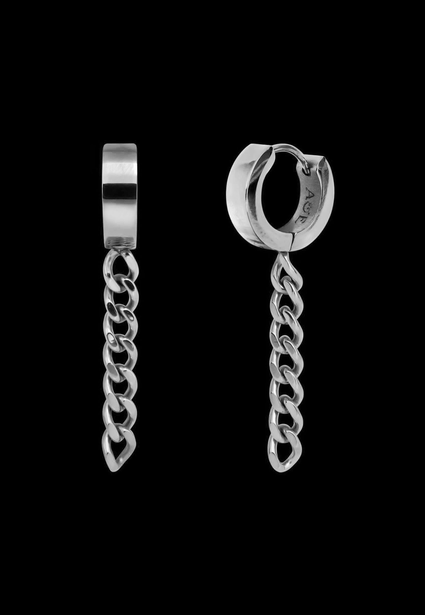 Ask & Embla - Axel Chain Huggie Silver - Earrings | Neutral-Image