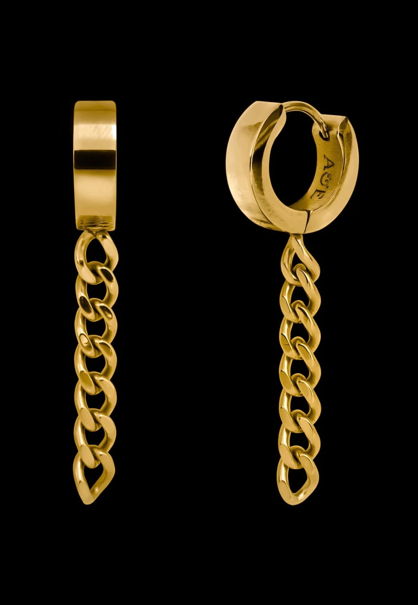 Ask & Embla - Axel Chain Huggie Gold - Earrings | Neutral-Image