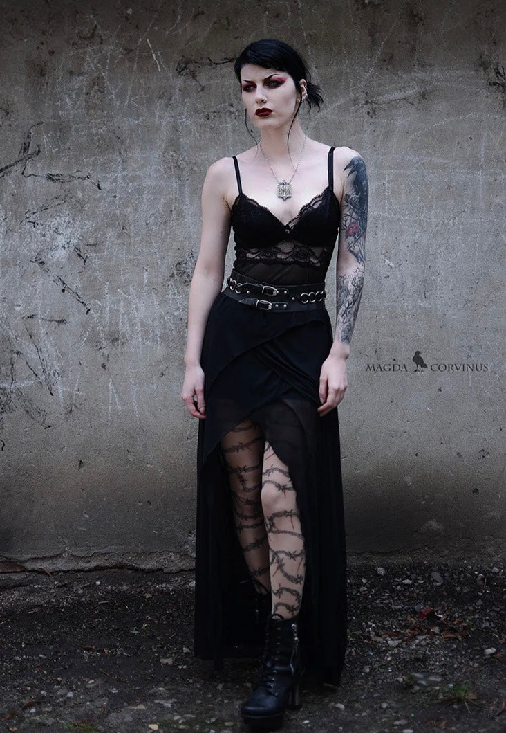 Pamela Mann - Barbed Wire Gothic Tattoo Printed - Tights | Women-Image