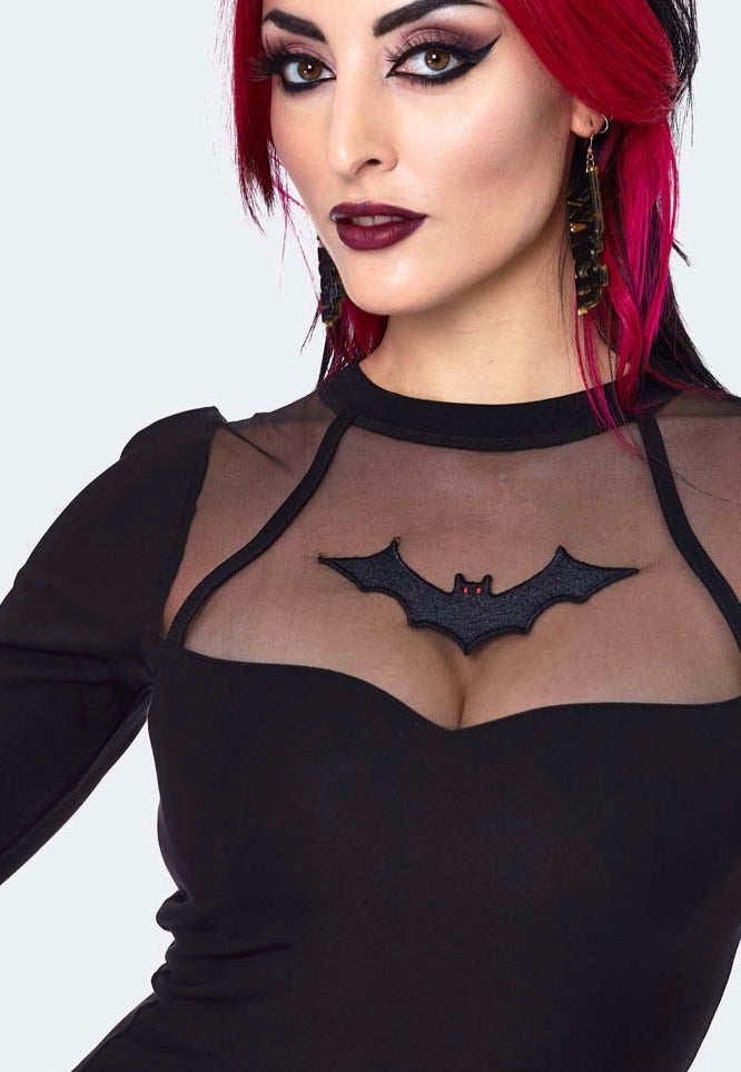 Jawbreaker - Bat Embroidered Mini Black - Dress | Women-Image