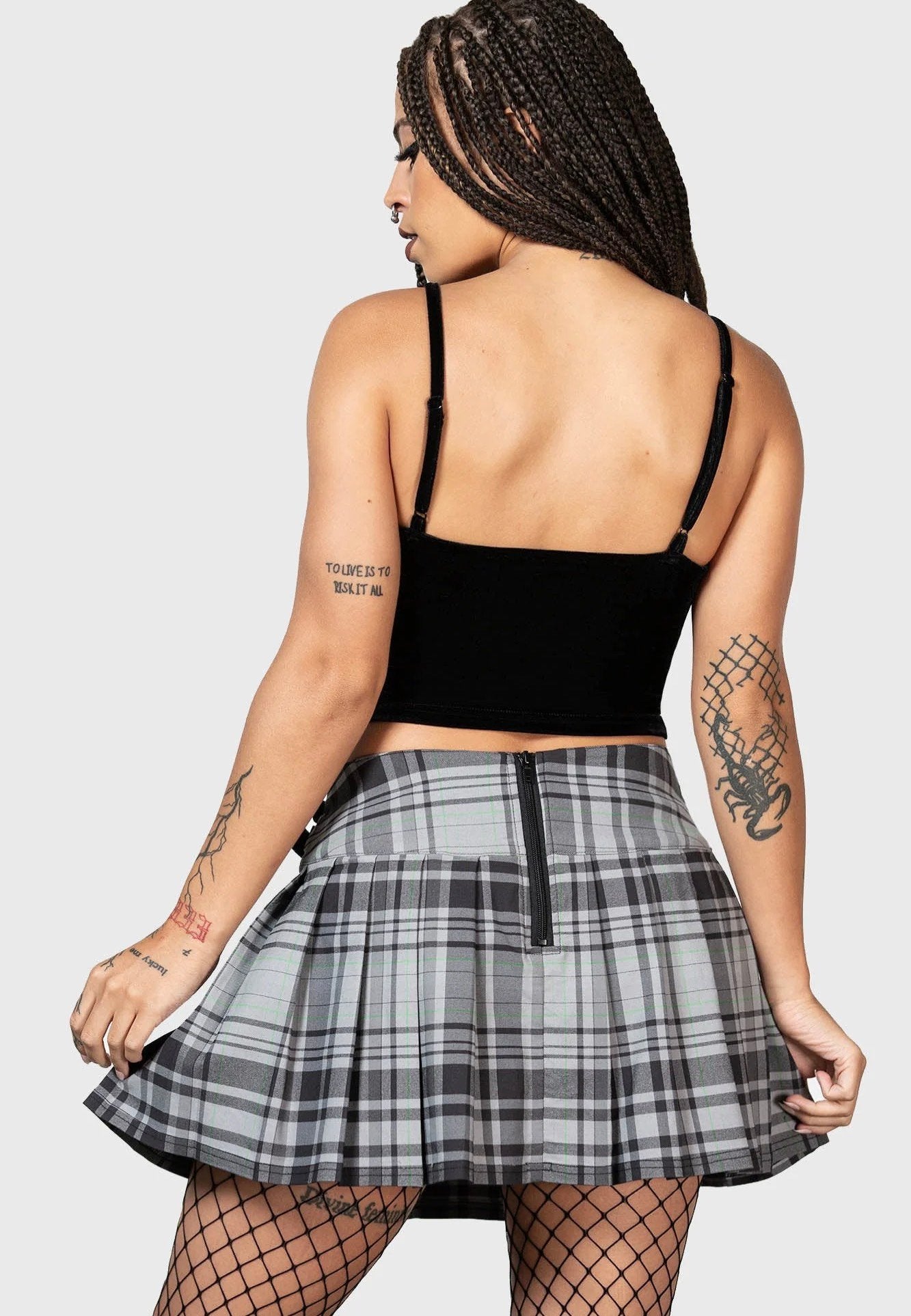 Killstar - Bat Girl Mini Grey Tartan - Skirt | Women-Image