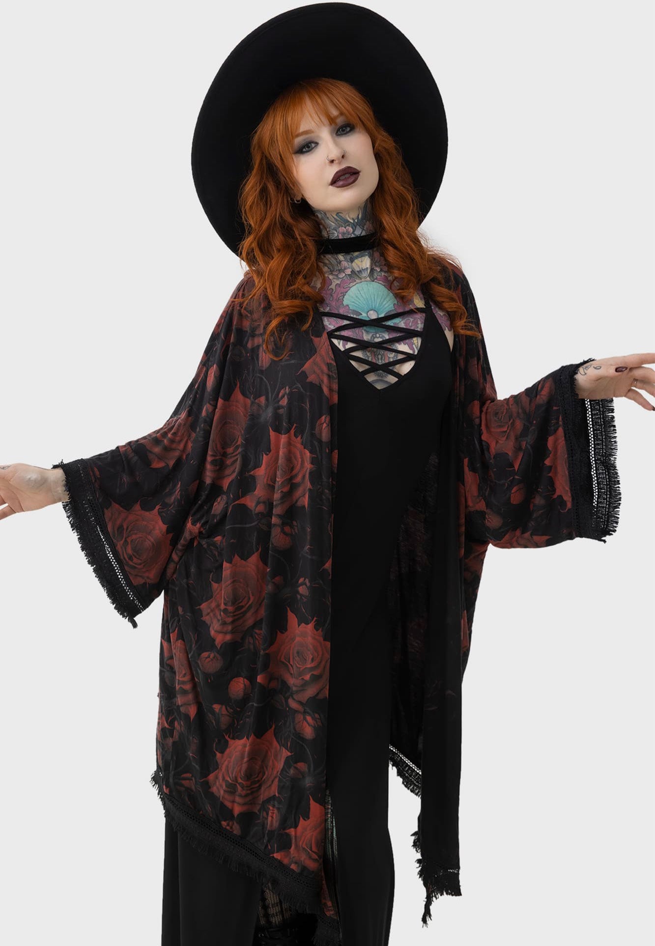 Killstar - Blood Rose Black/Red - Kimono | Women-Image