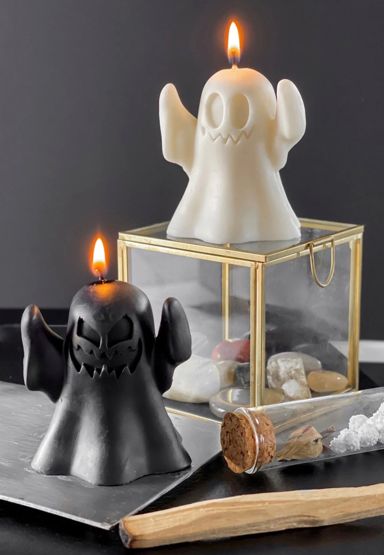 Killstar - BOO EEK Moulded Pack Of 2 Black/White - Candle Set | Neutral-Image