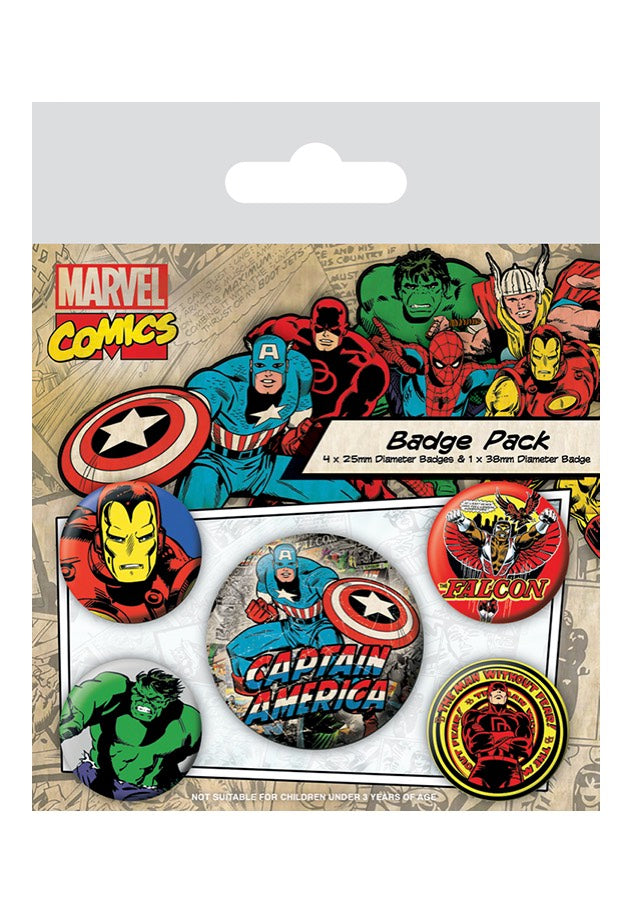 Marvel Comics - Retro Multicolored Pack Of 5 - Button Set | Neutral-Image