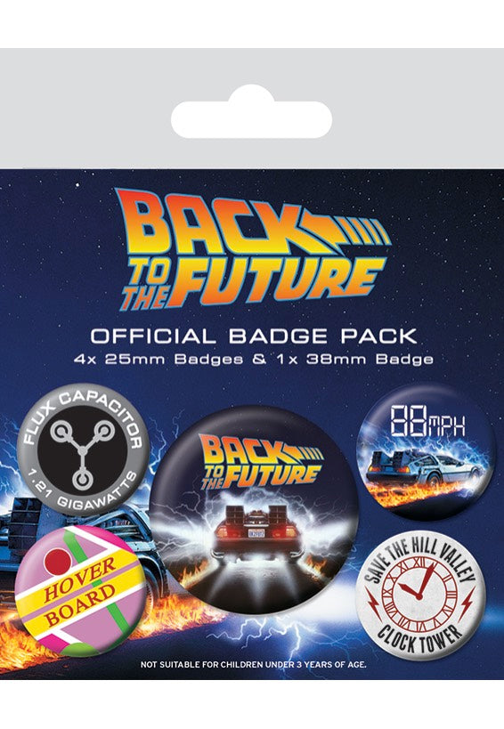 Back To The Future - Delorean Multicolored Pack Of 5 - Button Set | Neutral-Image