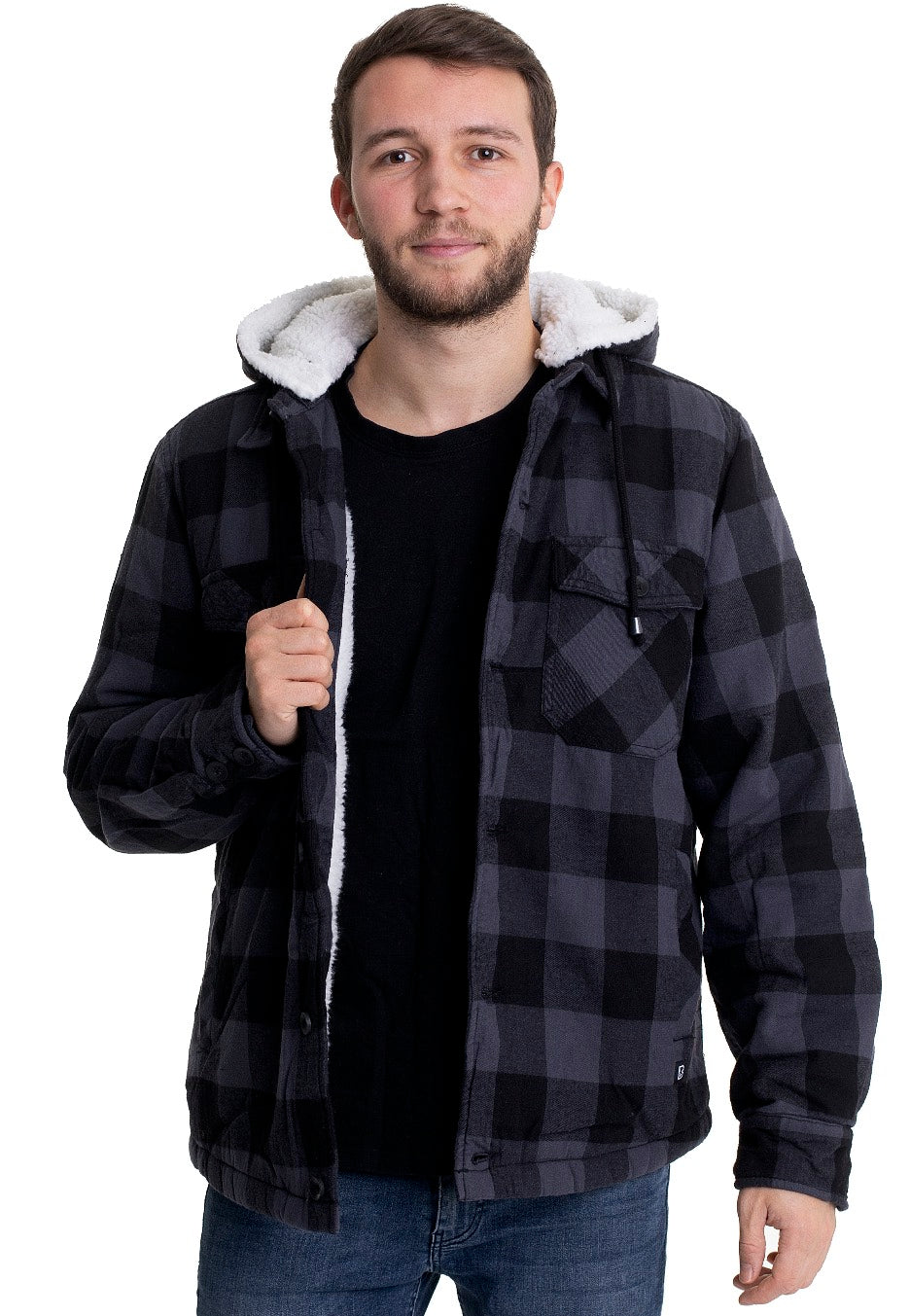 Brandit - Lumberjacket Hooded Black/Grey - Jacket | Men-Image