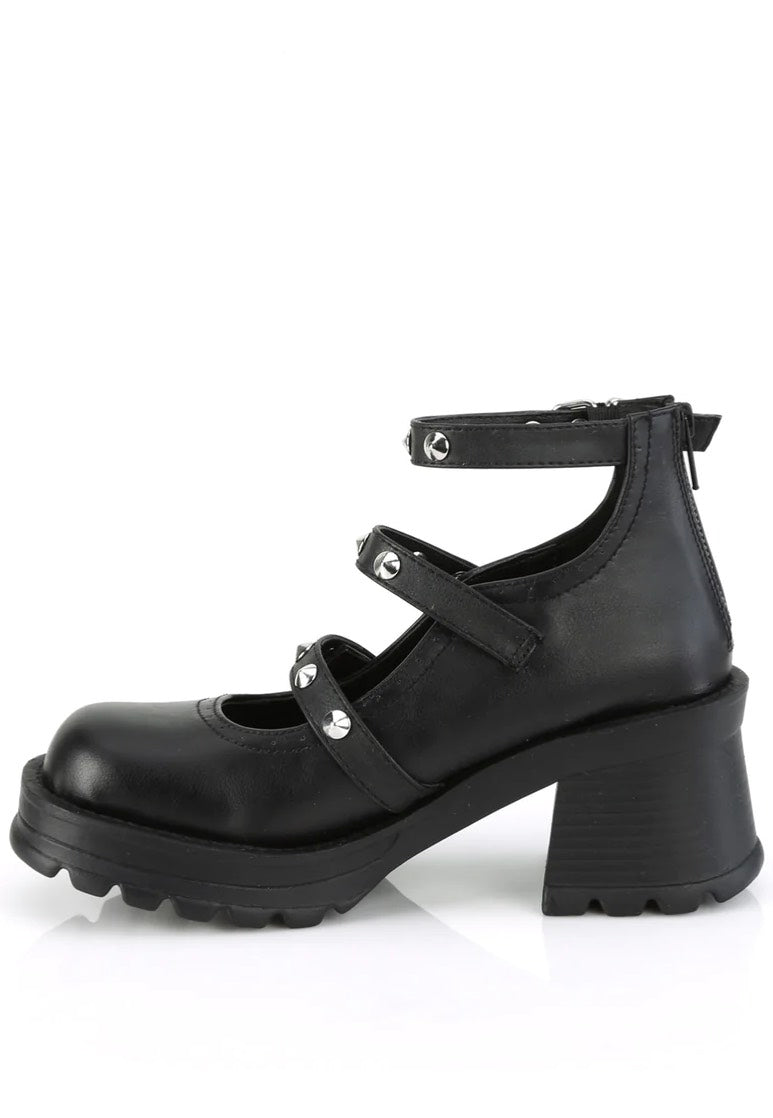 DemoniaCult - Bratty 30 Black Vegan Leather - Girl Sandals | Women-Image