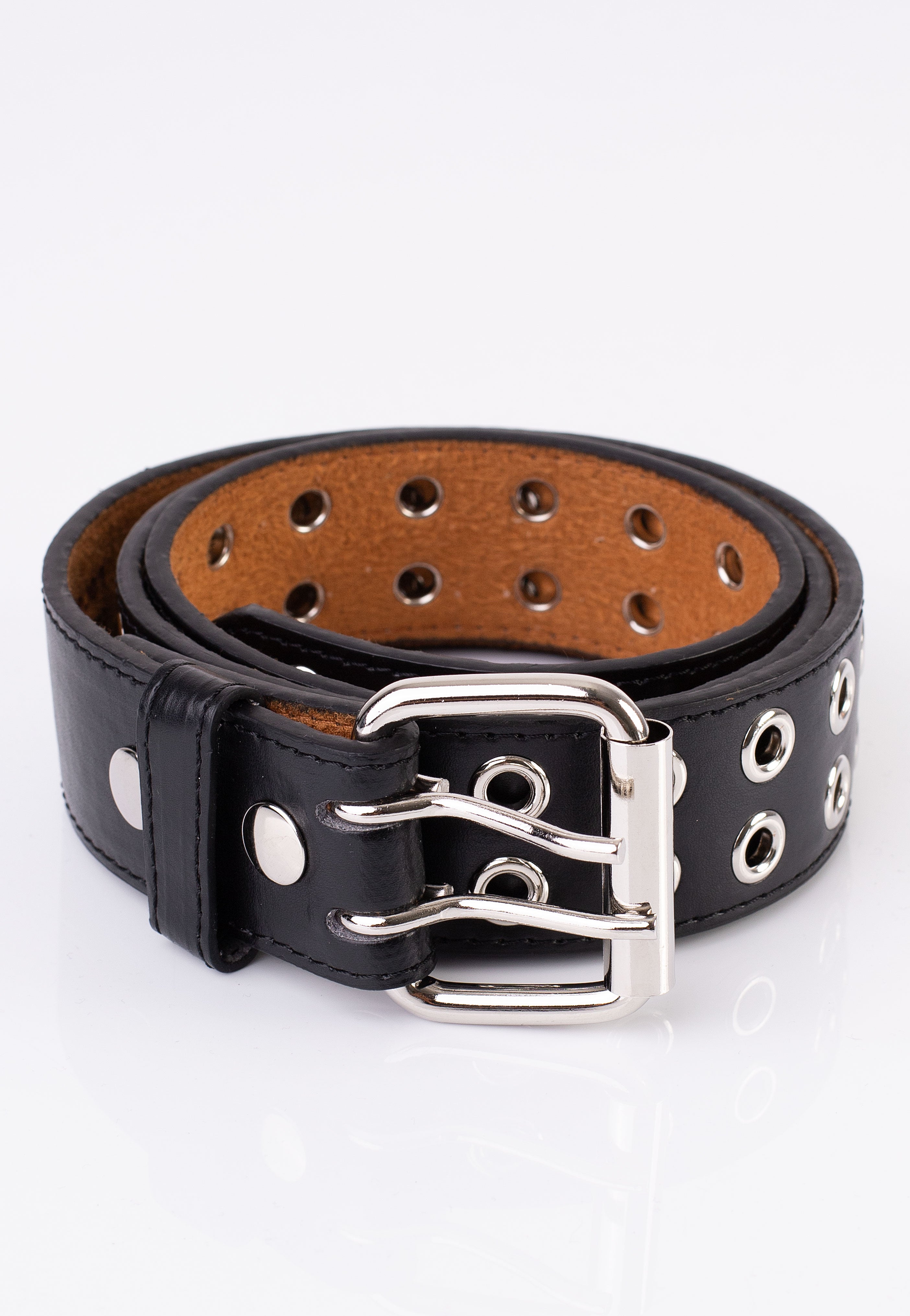 Bullet69 - 2 Row Double Prong Eyelet Studded - Belt | Neutral-Image