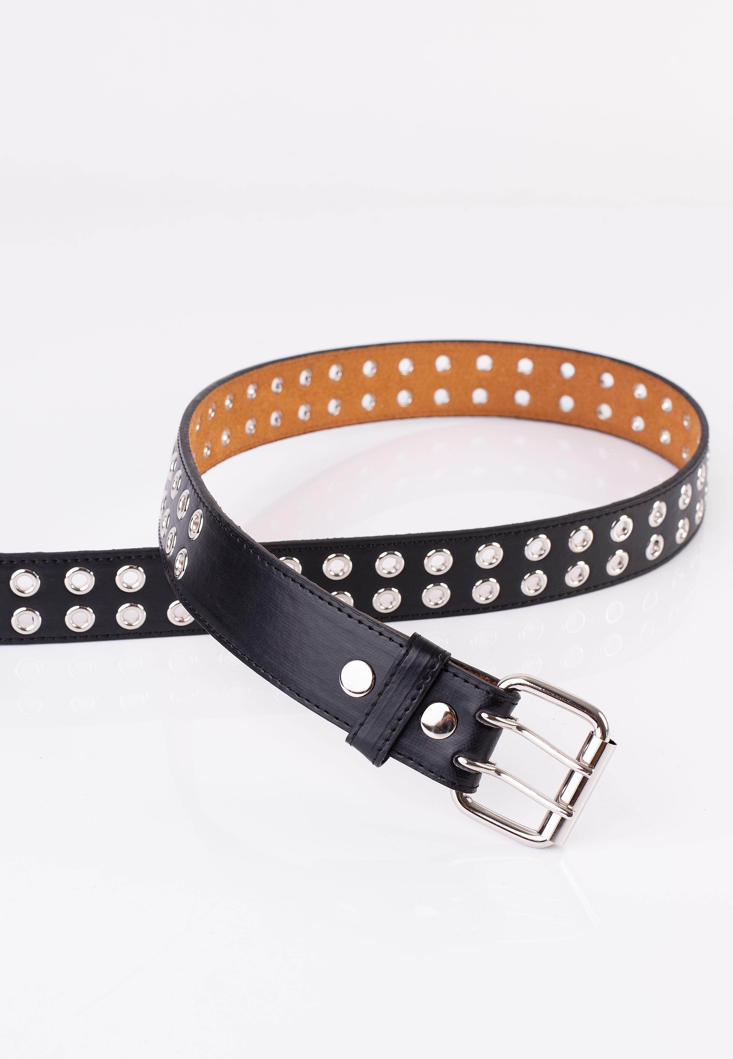 Bullet69 - 2 Row Double Prong Eyelet Studded - Belt | Neutral-Image