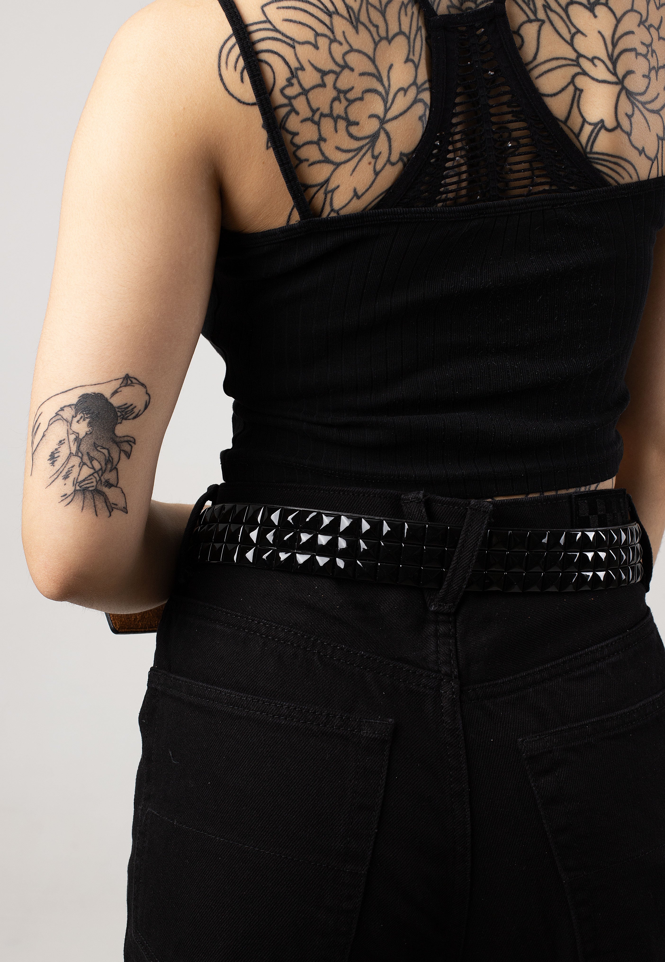 Bullet69 - 3 Row Black Pyramid Studded - Belt | Neutral-Image