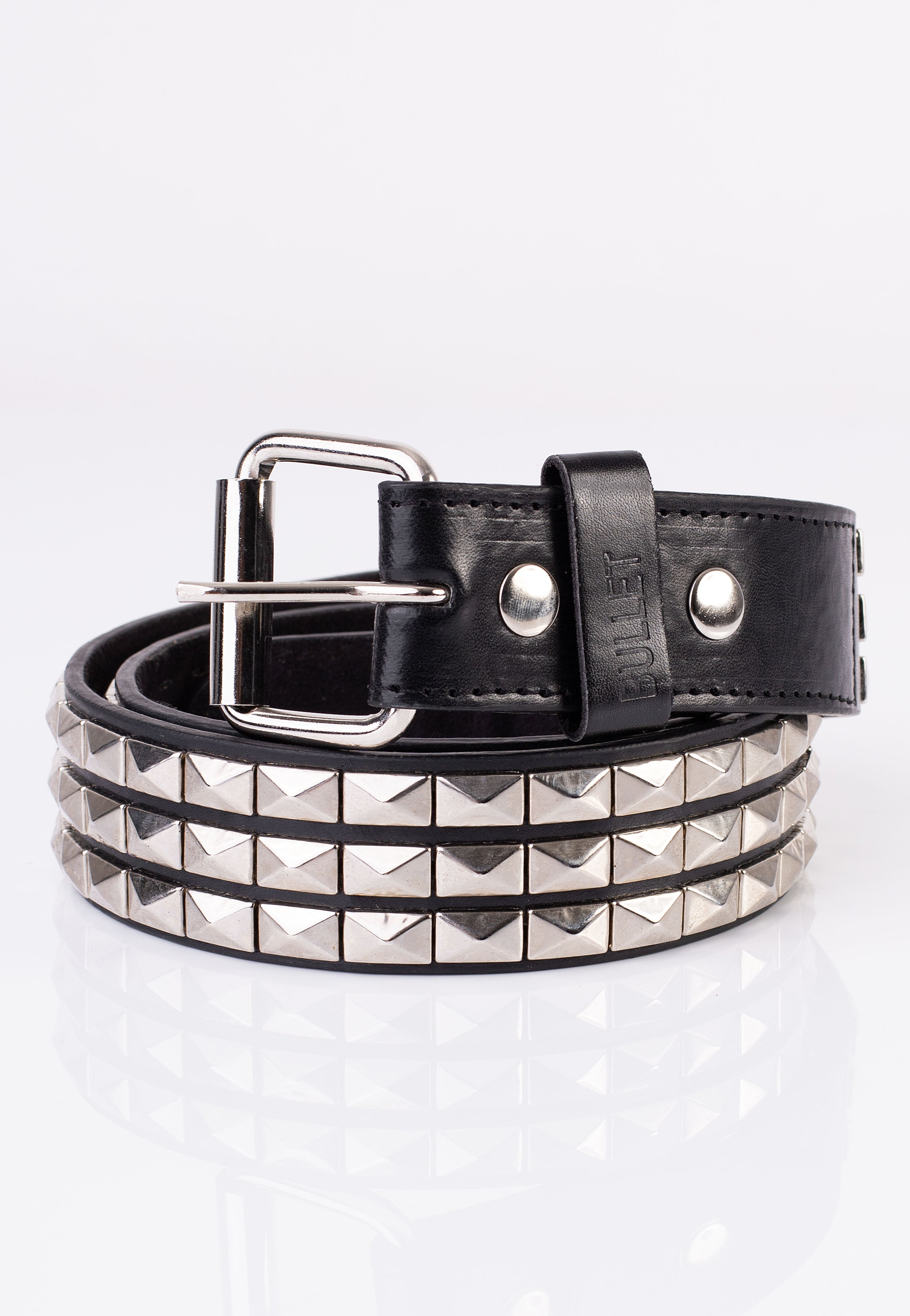 Bullet69 - 3 Row Long Silver Pyramid Studded - Belt | Neutral-Image