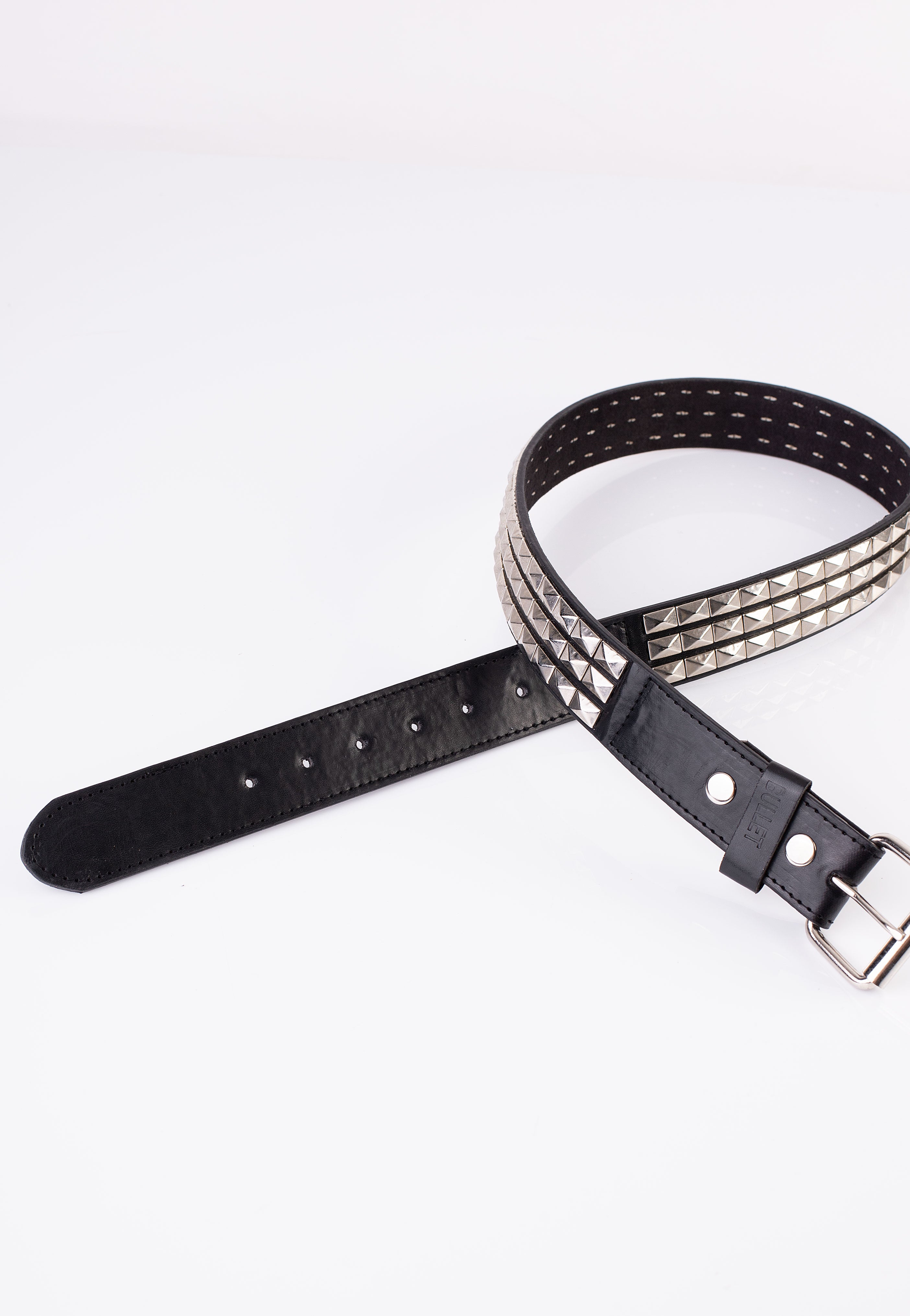 Bullet69 - 3 Row Long Silver Pyramid Studded - Belt | Neutral-Image