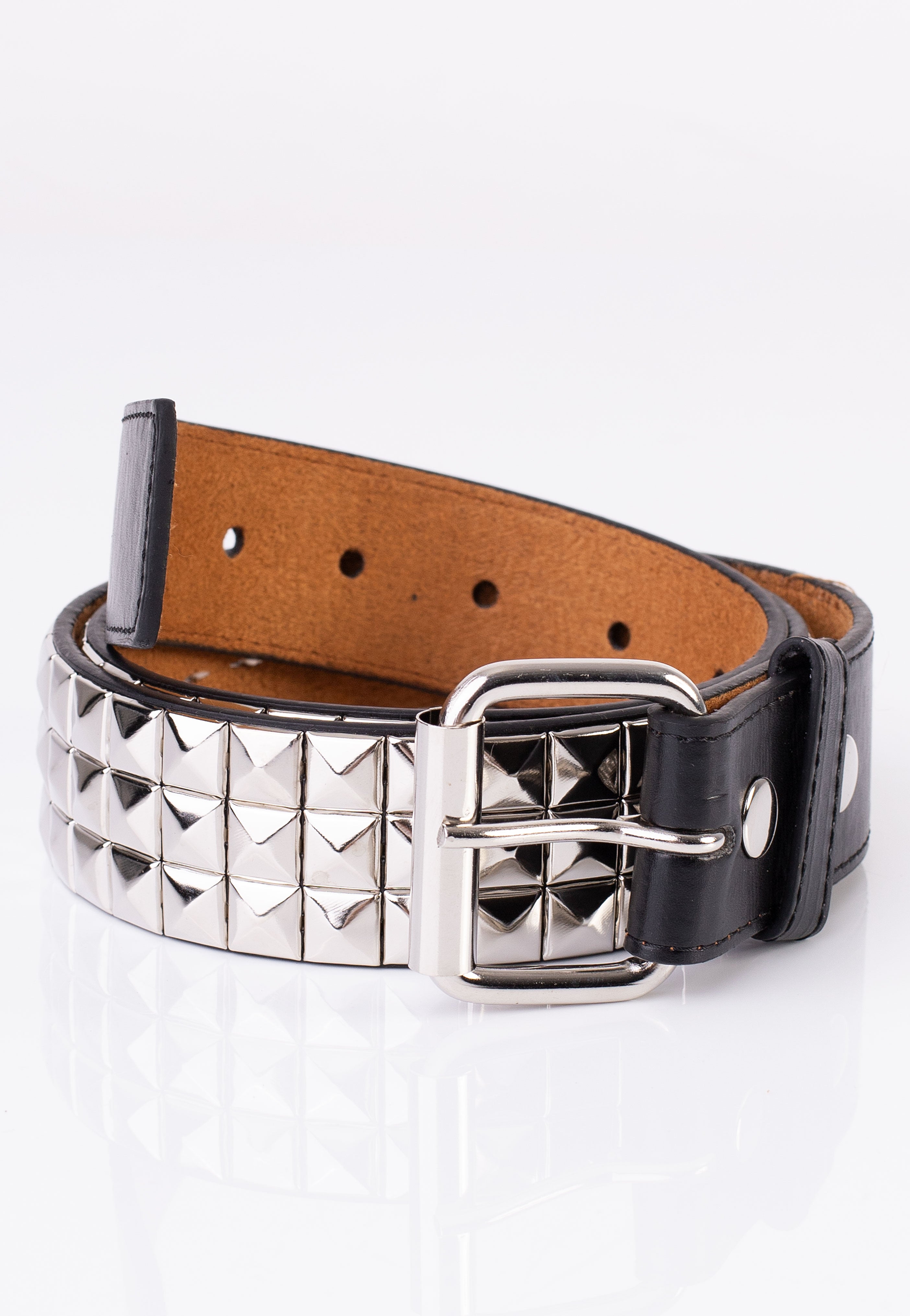 Bullet69 - 3 Row Silver Pyramid Studded  - Belt | Neutral-Image