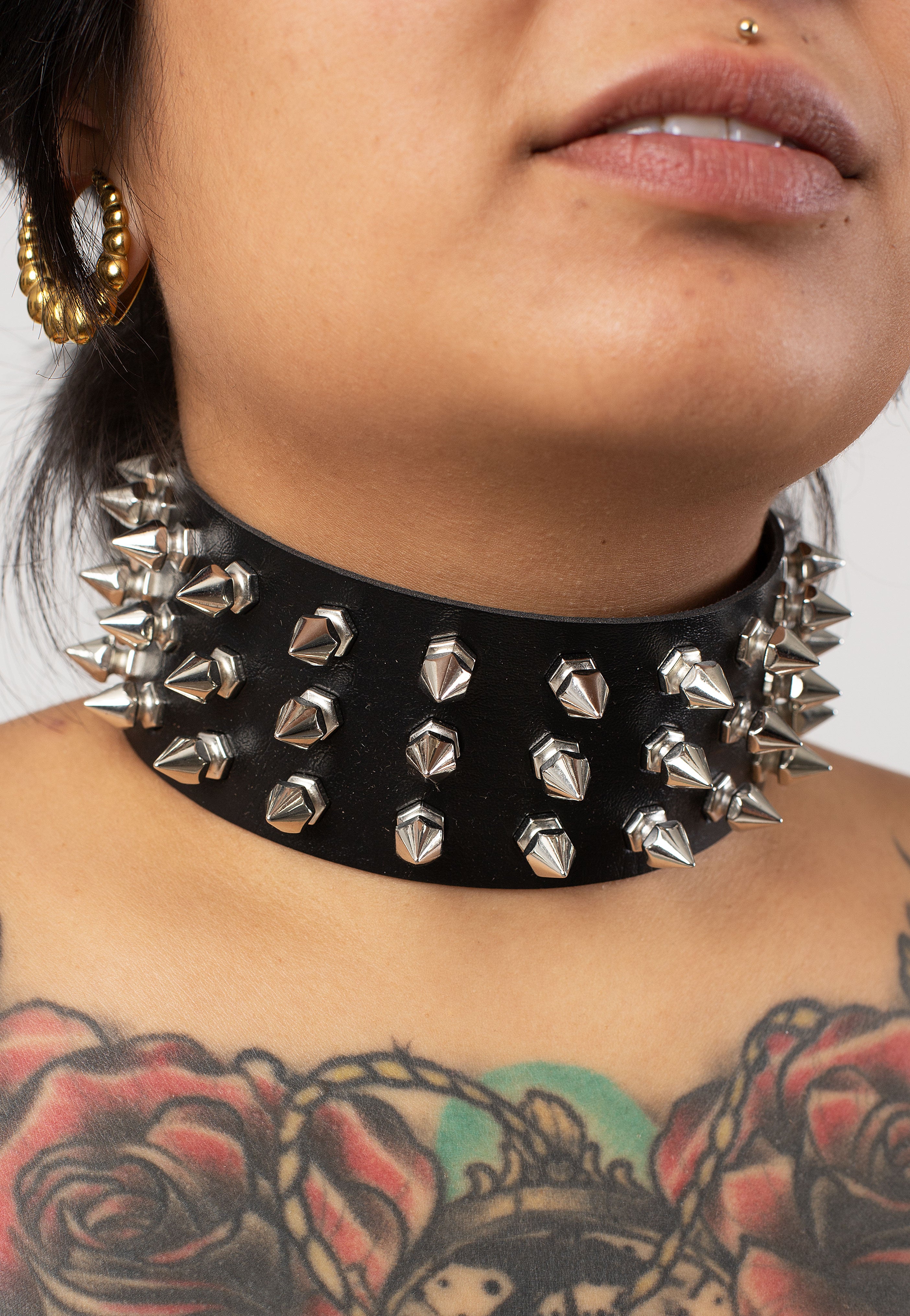 Bullet69 - 3 Row Spike Neckband Black - Choker | Women-Image