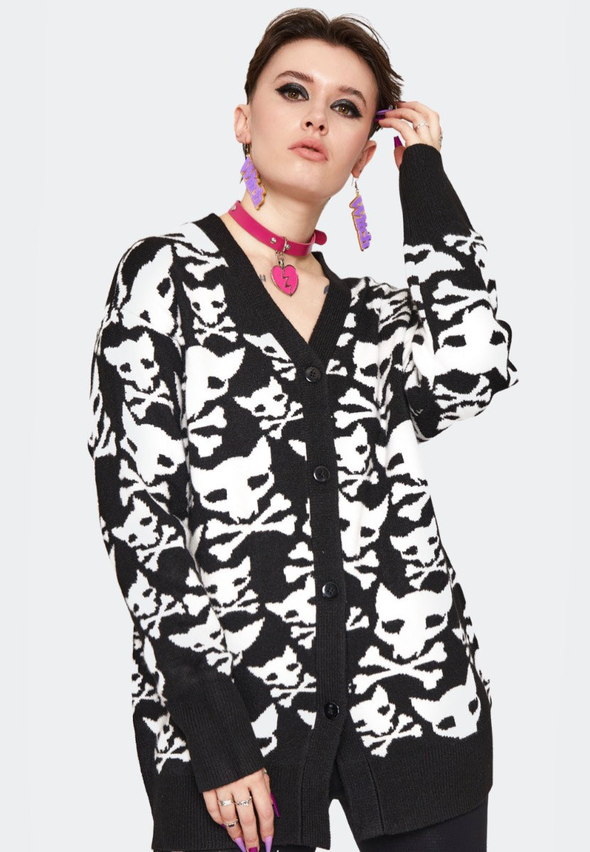 Jawbreaker - Hell Kitten Oversized Black/White - Cardigan | Women-Image