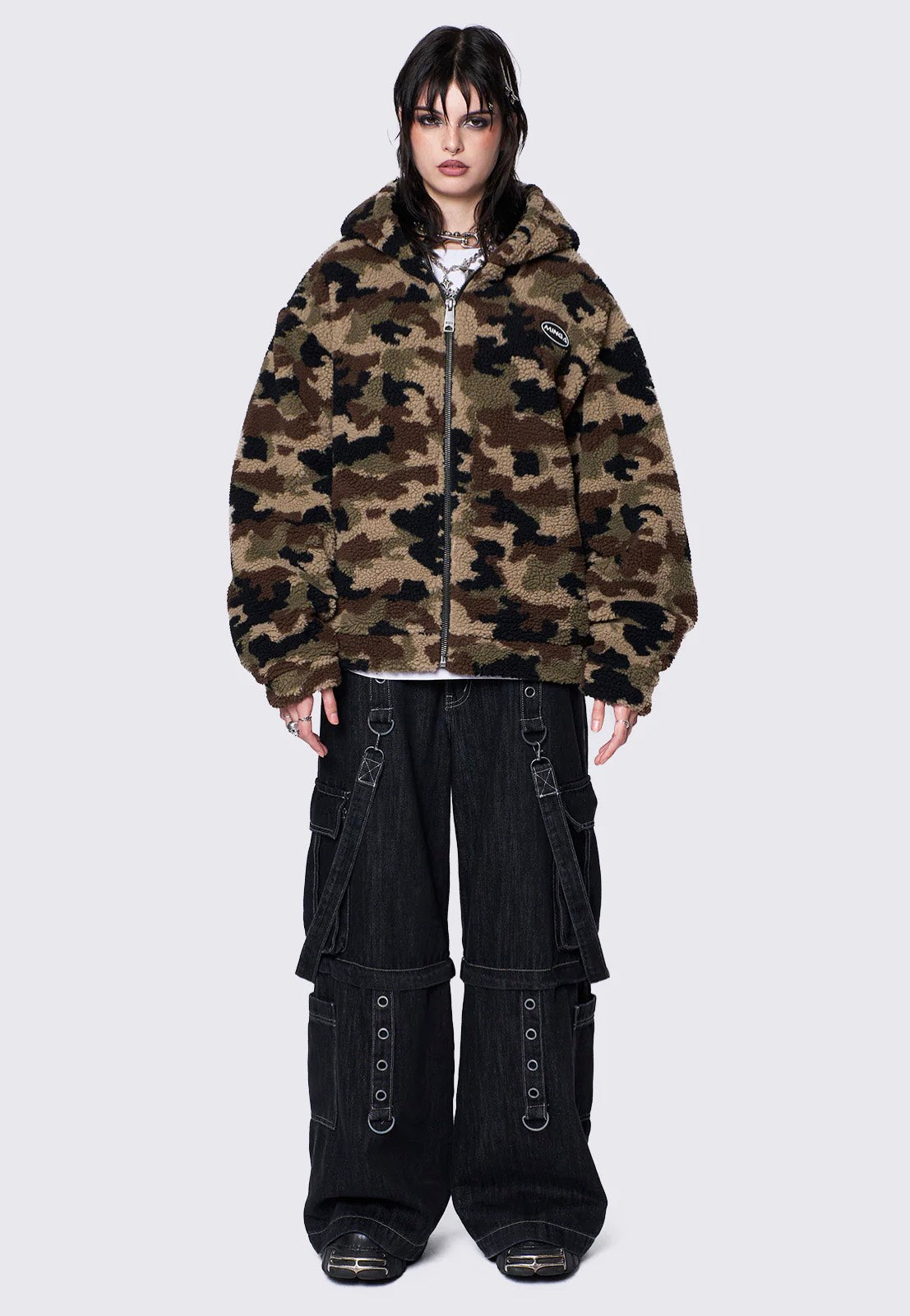 Minga London - Camo Fleece Zip Up Hooded - Jacket | Women-Image