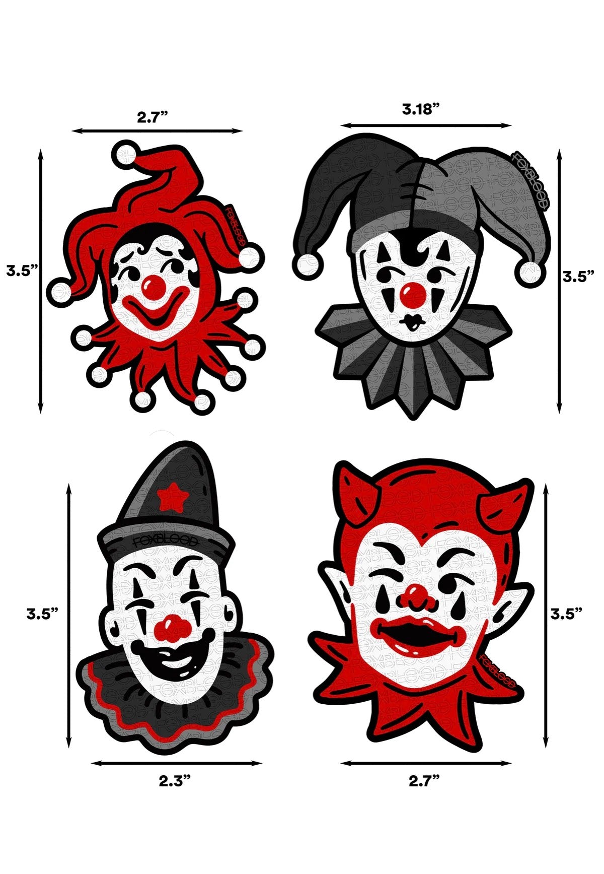 Foxblood - Clown Alley Pack Of 4 Multicoloured - Sticker | Neutral-Image