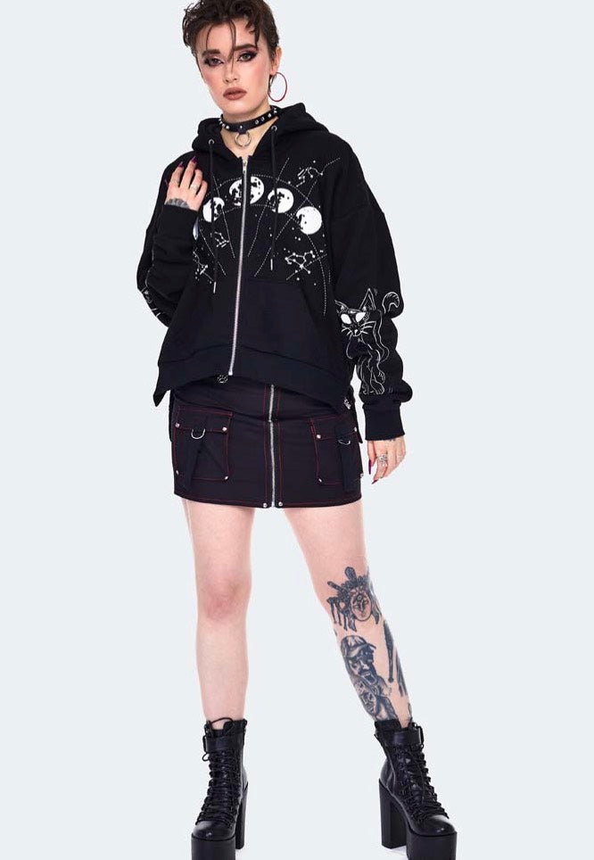 Jawbreaker - Cosmic Cat Print Black - Zipper | Women-Image