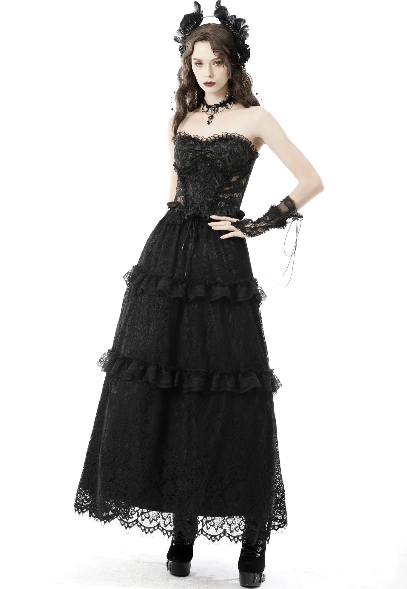 Dark In Love - Gothic Hollow Out Sexy Jacquard Black - Corset | Women-Image