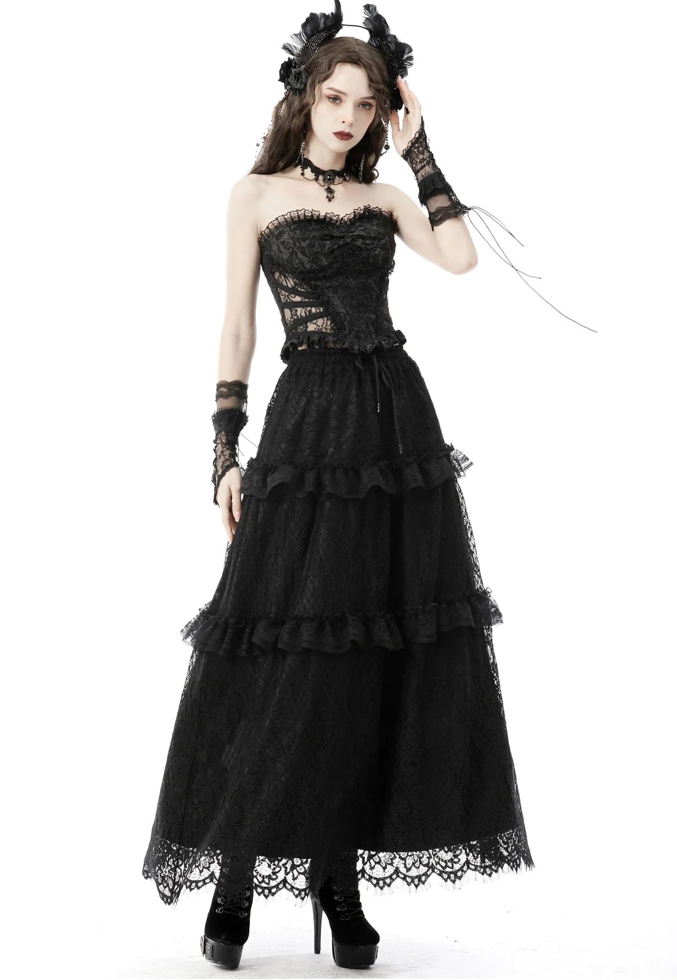 Dark In Love - Gothic Hollow Out Sexy Jacquard Black - Corset | Women-Image